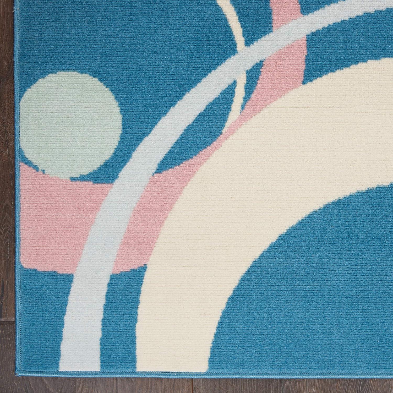 Nourison Grafix 6'X9' (6' x 9') Blue Multi Colored Area Rug Retro Contemporary Geometric by Nourison