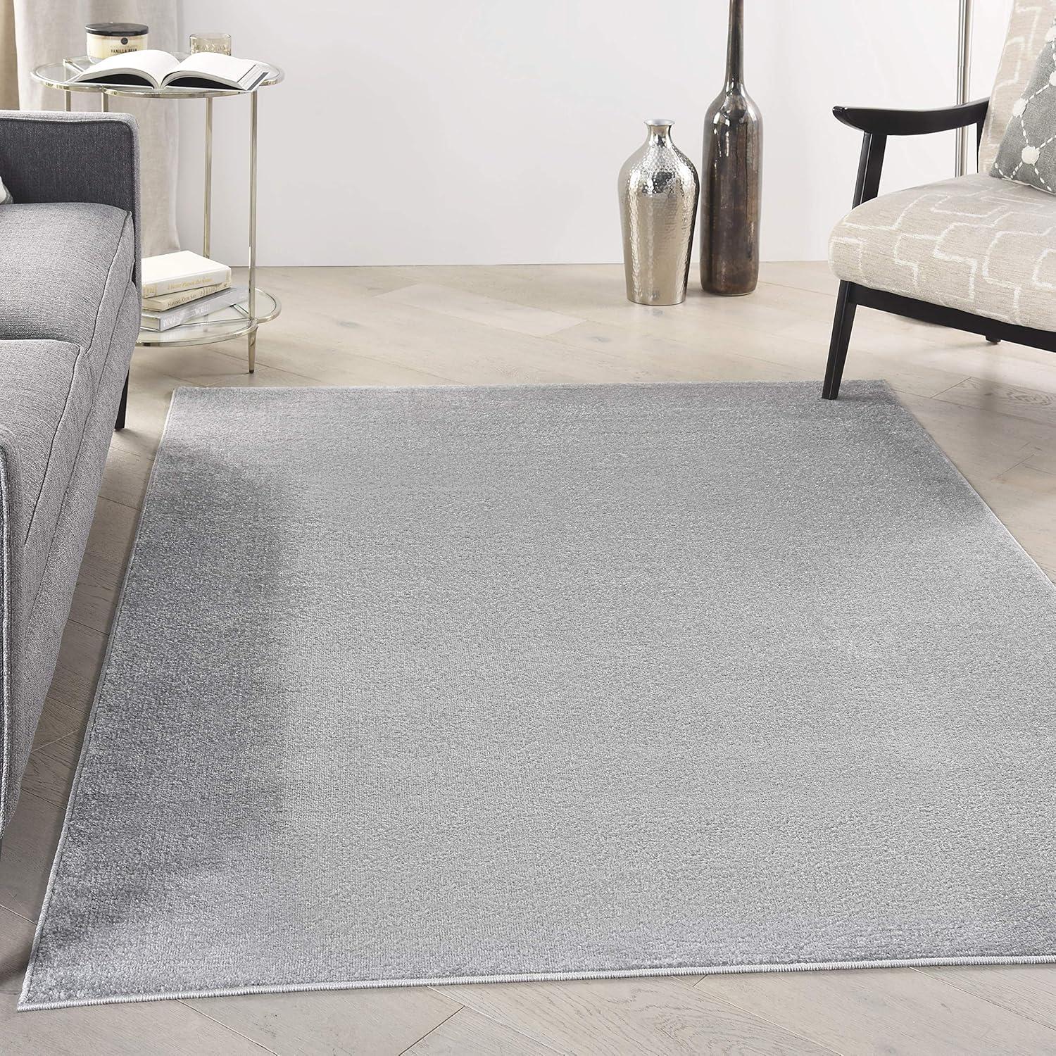 Nourison Essentials Easy Care Indoor Outdoor Area Rug - Silver Grey 6' x 9'