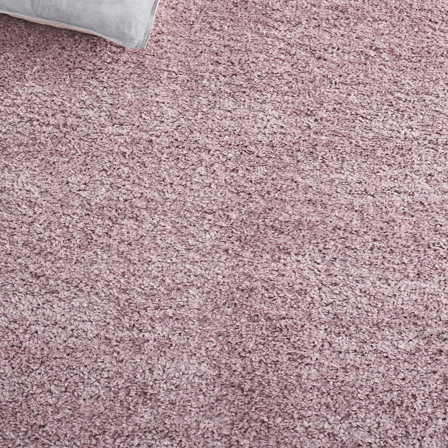 SAFAVIEH Border & Stripe Hyram Bordered Shag Area Rug, Pink/Ivory, 6'7" x 6'7" Round