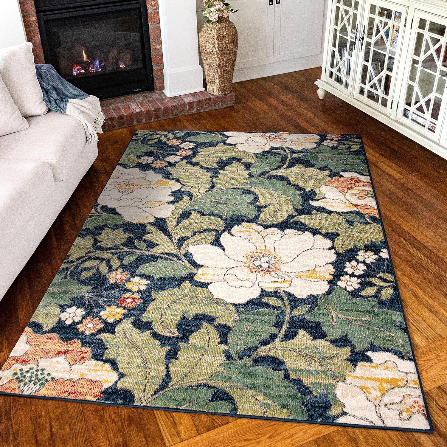 Simply Southern Cottage Jefferson Floral 5' X 7' Blue Area Rug