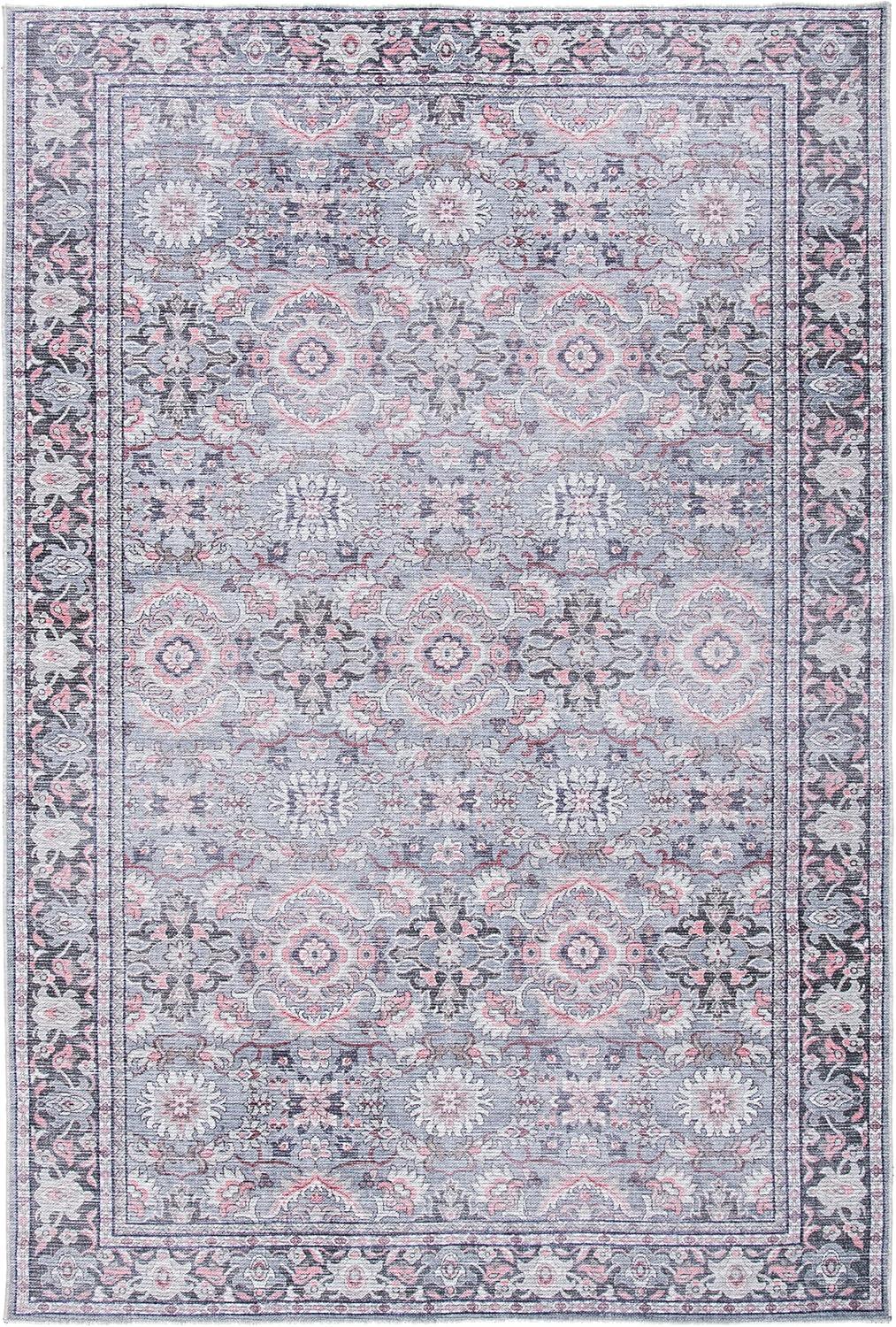Serapi SEP584 Power Loomed Machine Washable Skid-Resistant Indoor Area Rug - Grey/Pink - 8'x10' - Safavieh