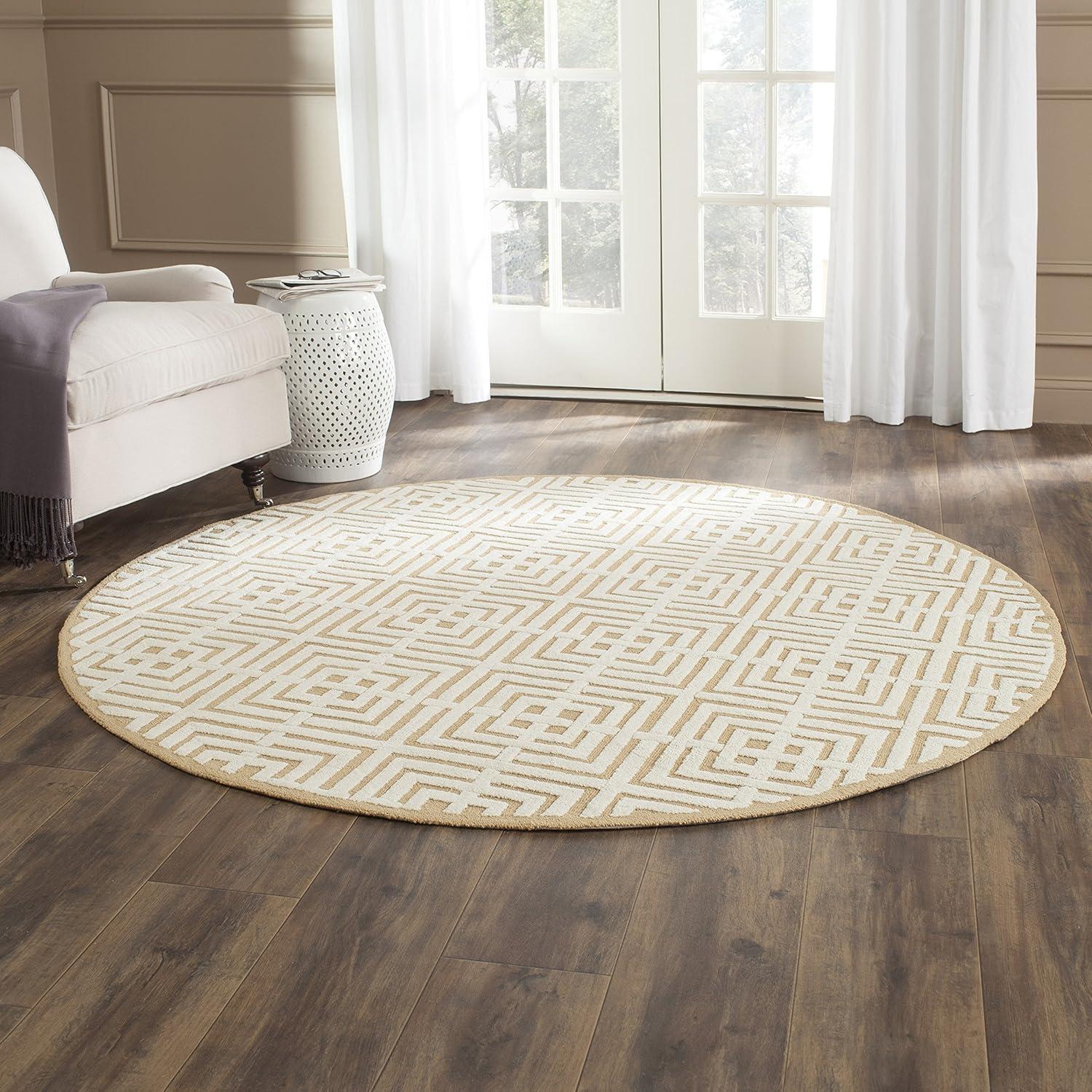 SAFAVIEH Newport Kasandra Geometric Cotton Area Rug, Black/White, 6' x 6' Round