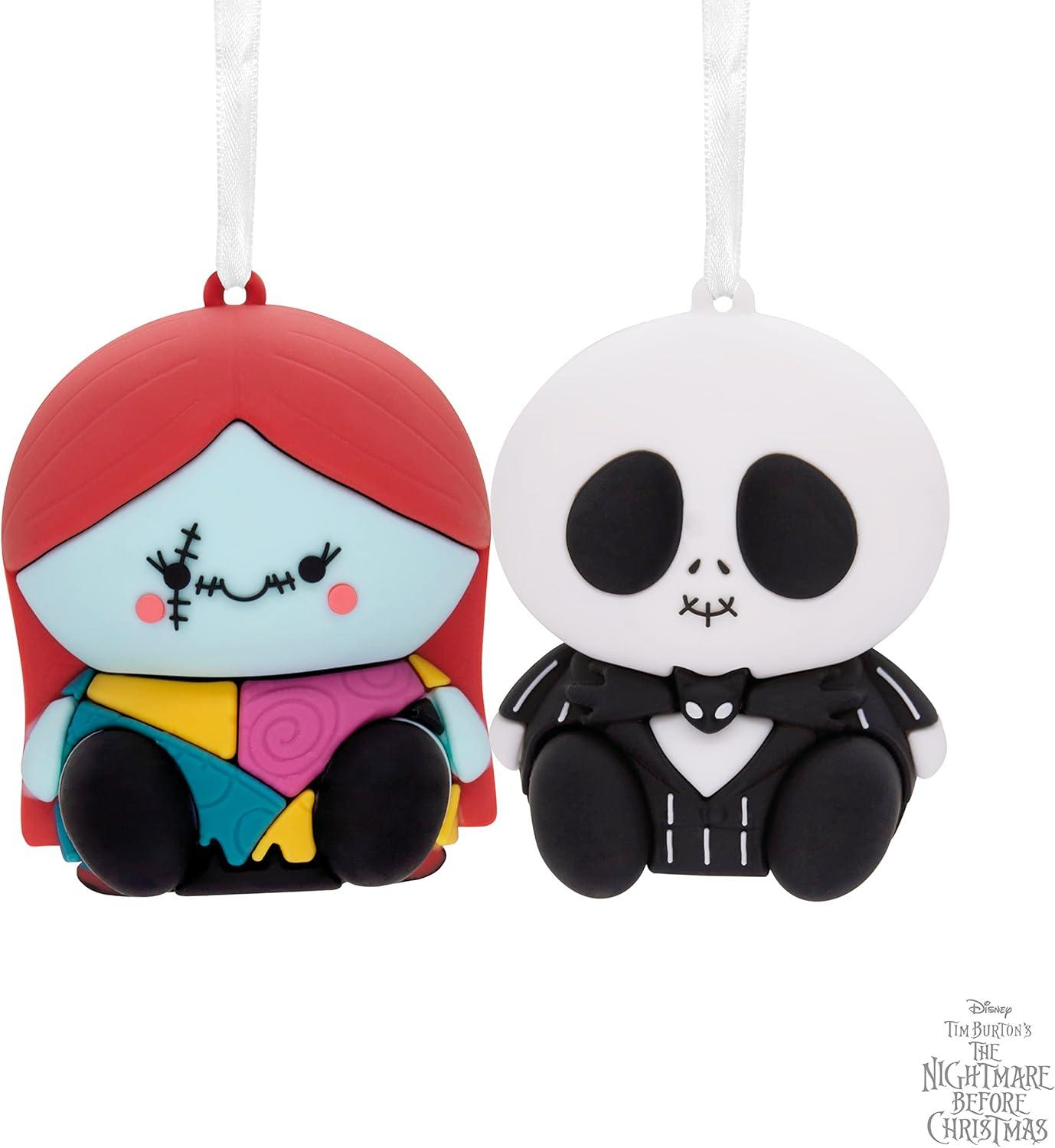 Hallmark Better Together Disney Tim Burton's The Nightmare Before Christmas Jack and Sally Magnetic Christmas Ornaments, Set of 2, Shatterproof .06lbs