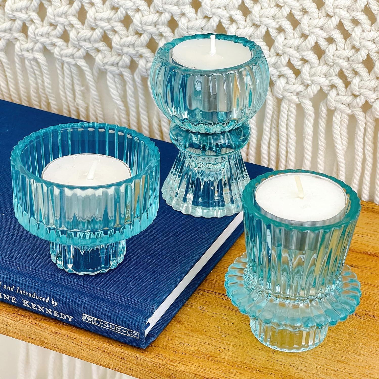 Kate Aspen Dual Sided Ribbed Candlestick/Tealight Holders- Set of 6