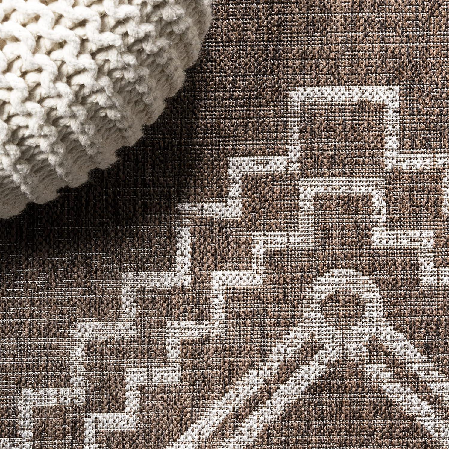 2'x10' Marokko Diamond Medallion Indoor/Outdoor Runner Rug, Brown/Beige - JONATHAN Y
