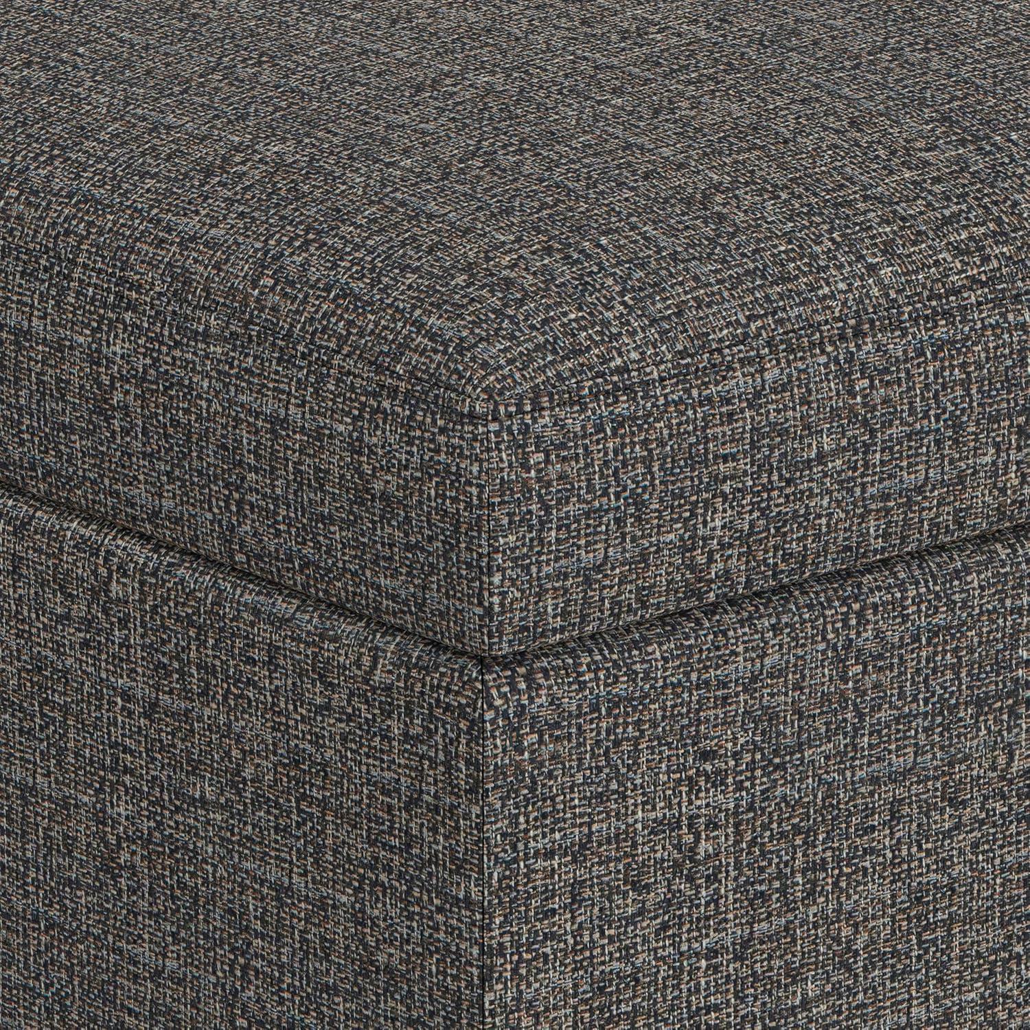 Simpli Home Owen 34"W Upholstered Coffee Table Storage Ottoman with Lift Top and Solid Wood Legs