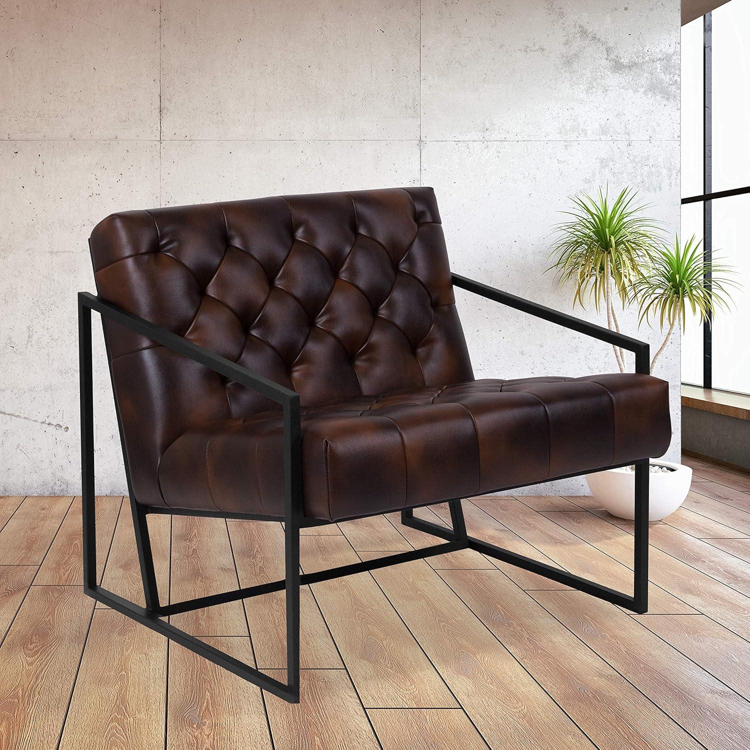 Flash Furniture Hercules Madison Bomber Jacket LeatherSoft Tufted Lounge Chair