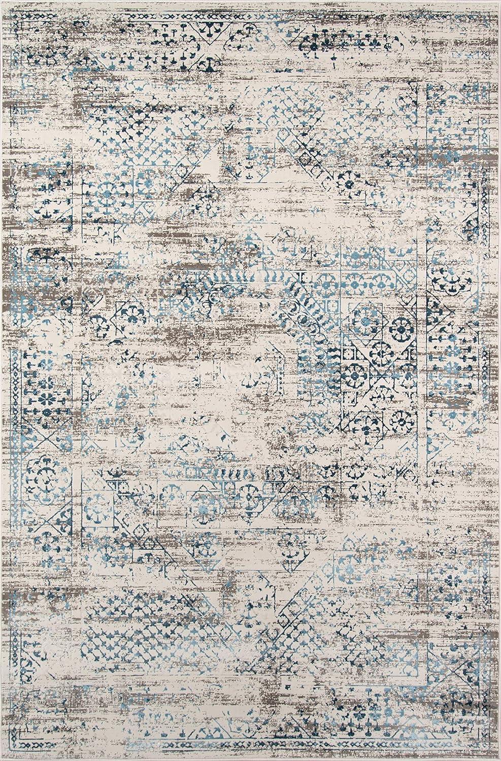 Juliet Transitional Blue Rectangular Rug with Silk-Like Accents, 2'x3'