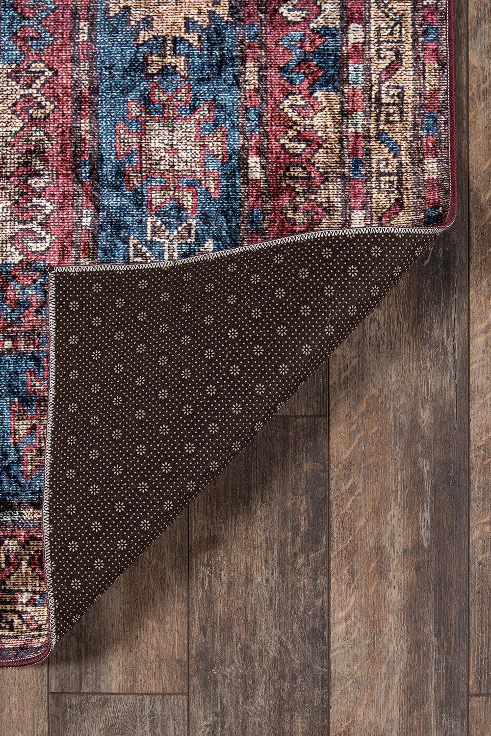 5'x8' Karachi Rezi Area Rug Burgundy - Momeni: Geometric Bohemian, Rubber Backed, Medium Pile, Indoor Use