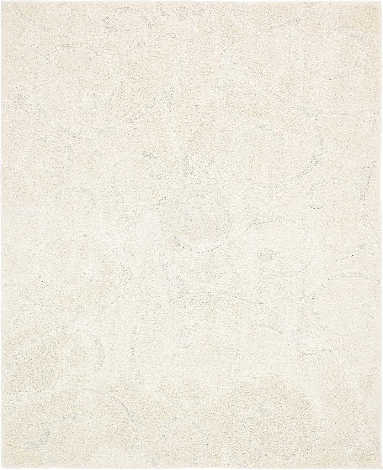 Ivory Floral Shag Synthetic 8' x 10' Easy Care Rug