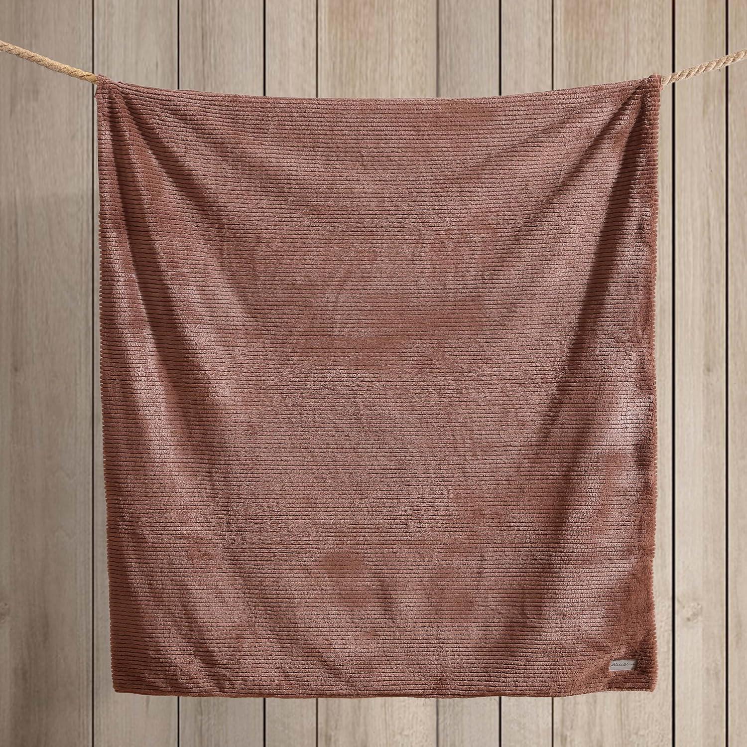 Brown Ribbed Reversible Fleece Sherpa Throw Blanket