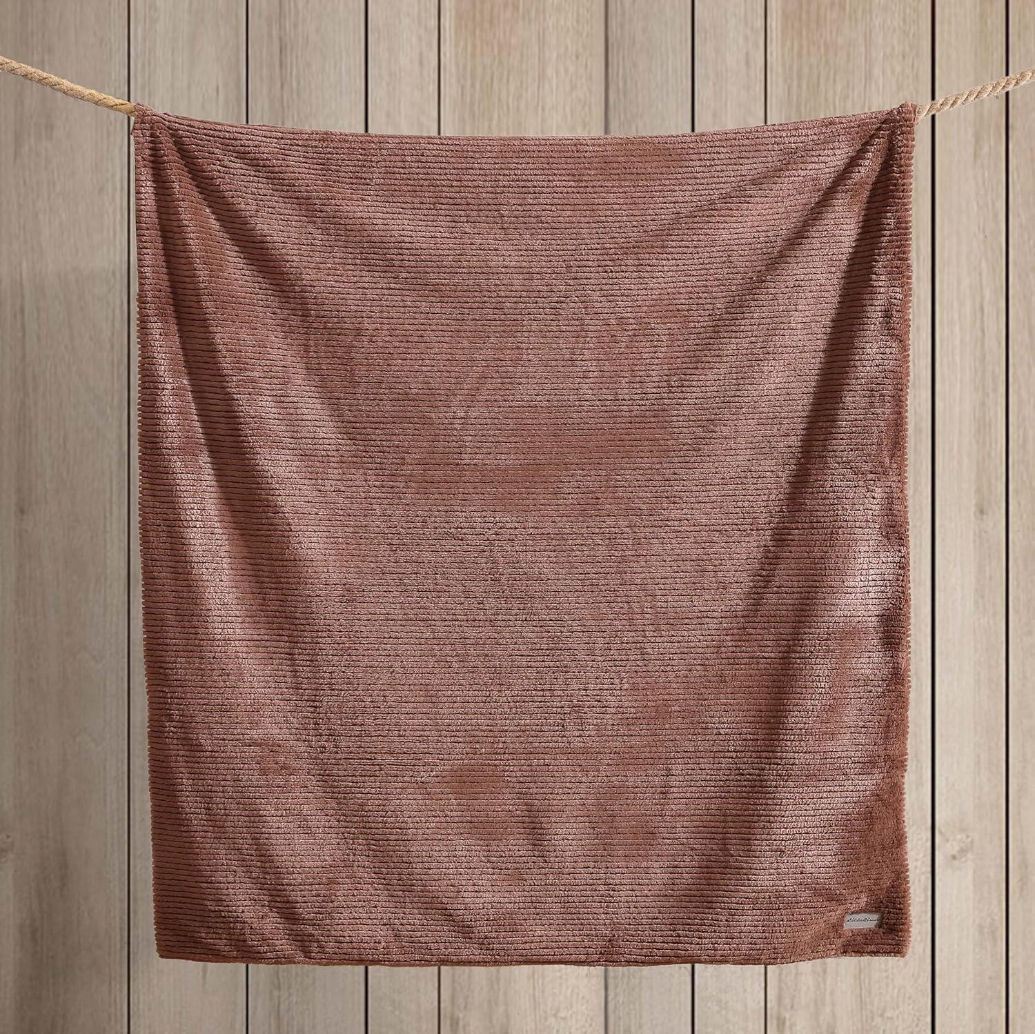 Eddie Bauer Eddie Bauer Ribbed Textured Stripe Solid Plush Throw Blanket