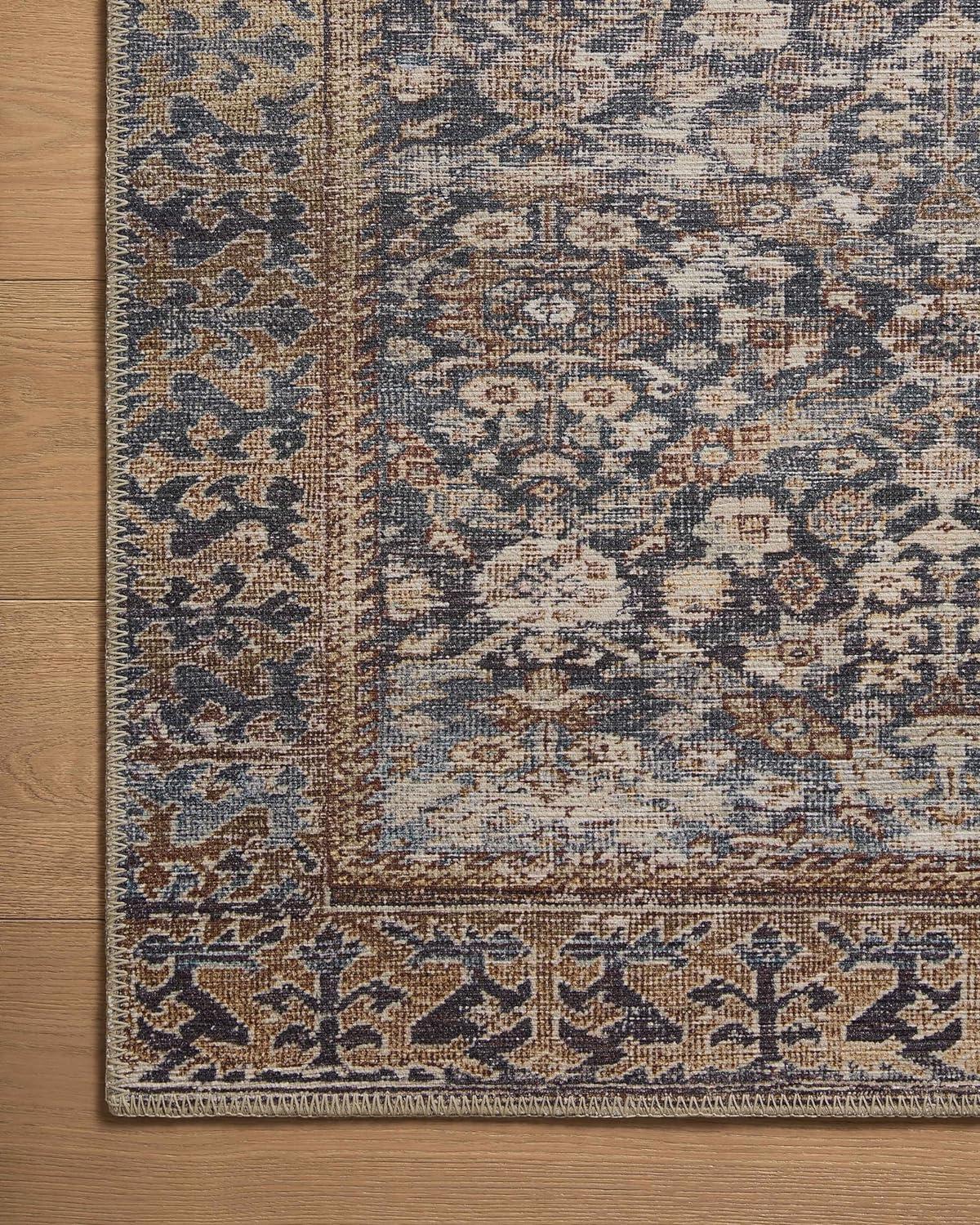 Georgie Denim and Spice Floral Wool Runner Rug