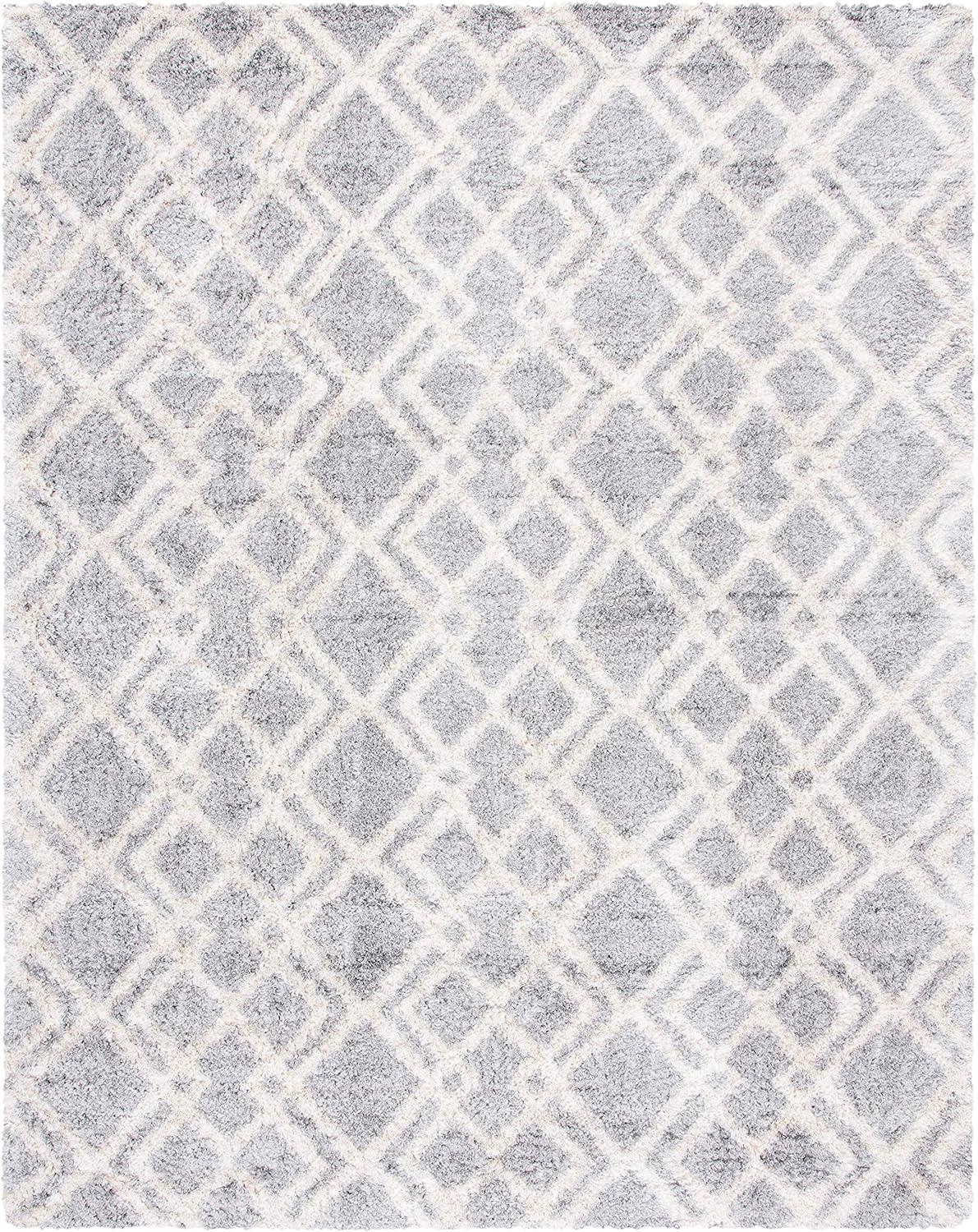 Gray and Cream 10' x 14' Shag Area Rug