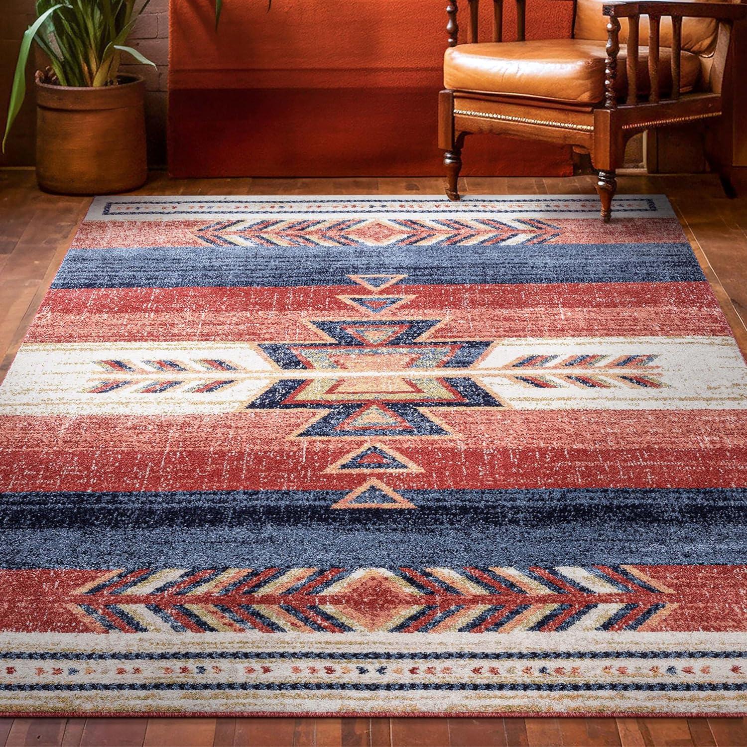 Union Rustic Crimson Southwestern Medallion Tribal Pattern Area Rug