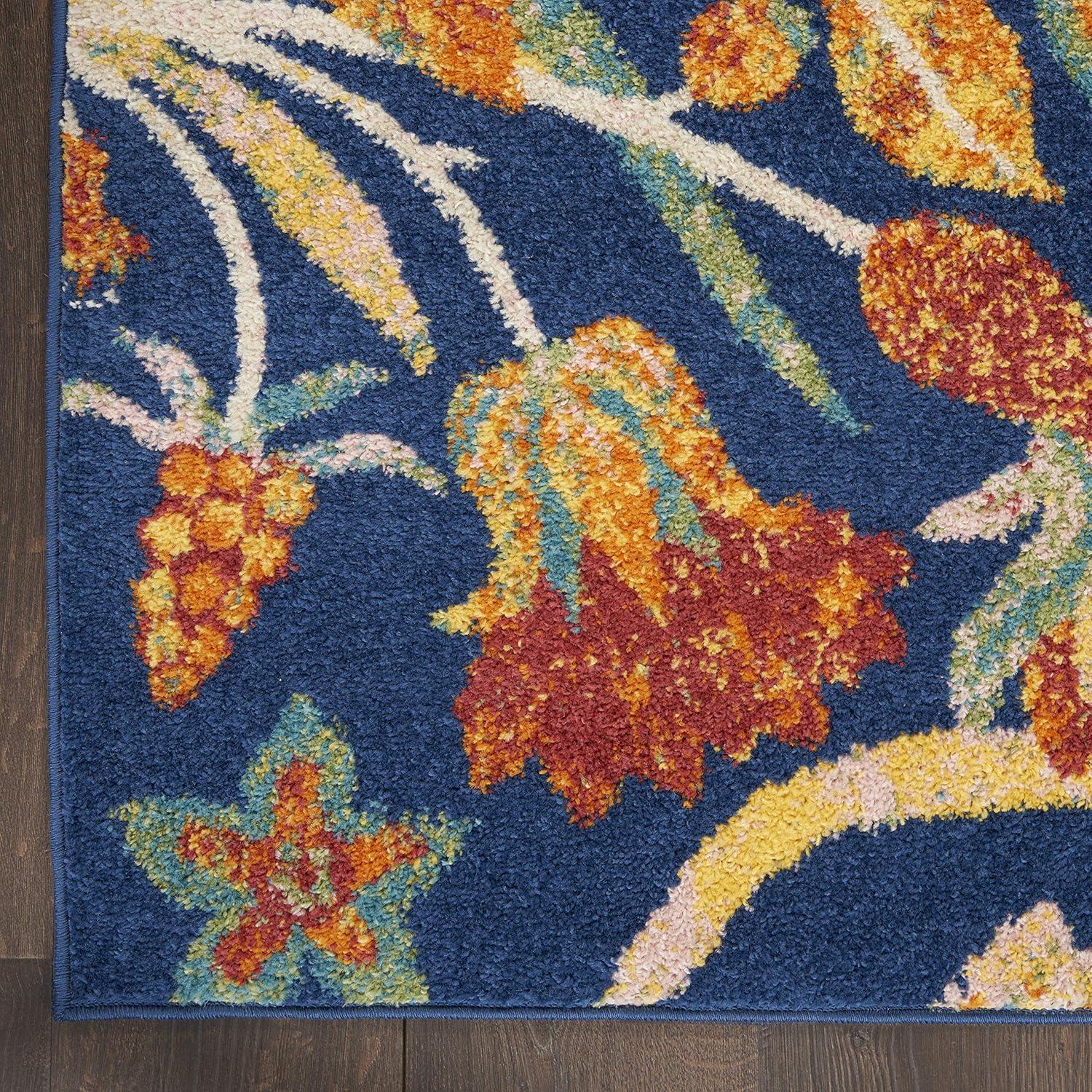 Nourison Allur Floral Navy Multicolor 2'3" x 7'6" Area Rug, (2x8)