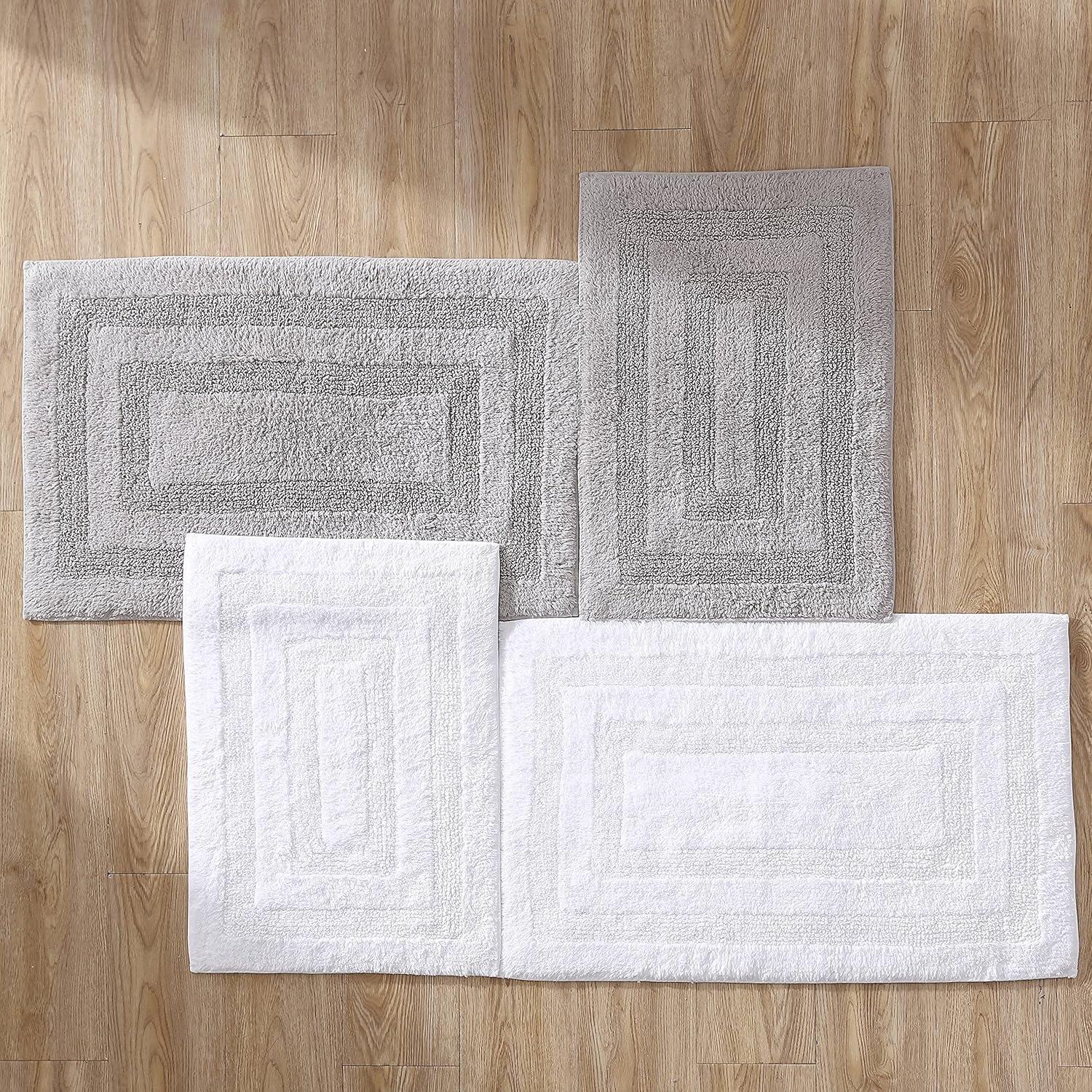 Nautica Micellar Cotton Solid Reversible 2-Piece Bath Rug Set - Grey