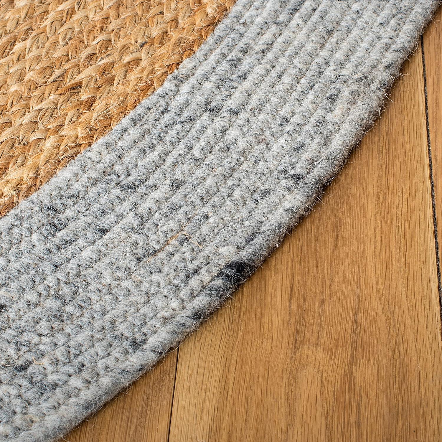 Braided BRD910 Hand Woven Indoor Area Rug - Grey/Natural - 6'x9' Oval - Safavieh