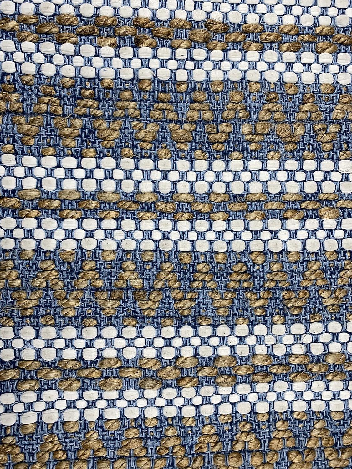Lucky Brand – Jute Rug | Lolita Chevron Motif | Rectangular Accent Rug | 100% Natural Jute Fiber | Premium Home Décor | Measures 2'3" X 3'9" | Natural/White/Denim