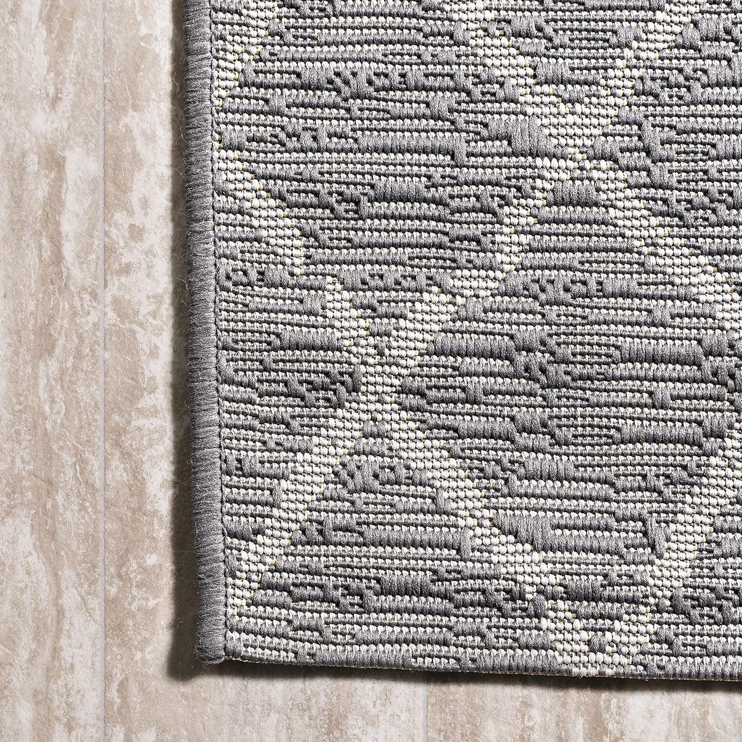 2' x 8' Madaba Moroccan Trellis Indoor/Outdoor Runner Rug, Gray/Cream - JONATHAN Y