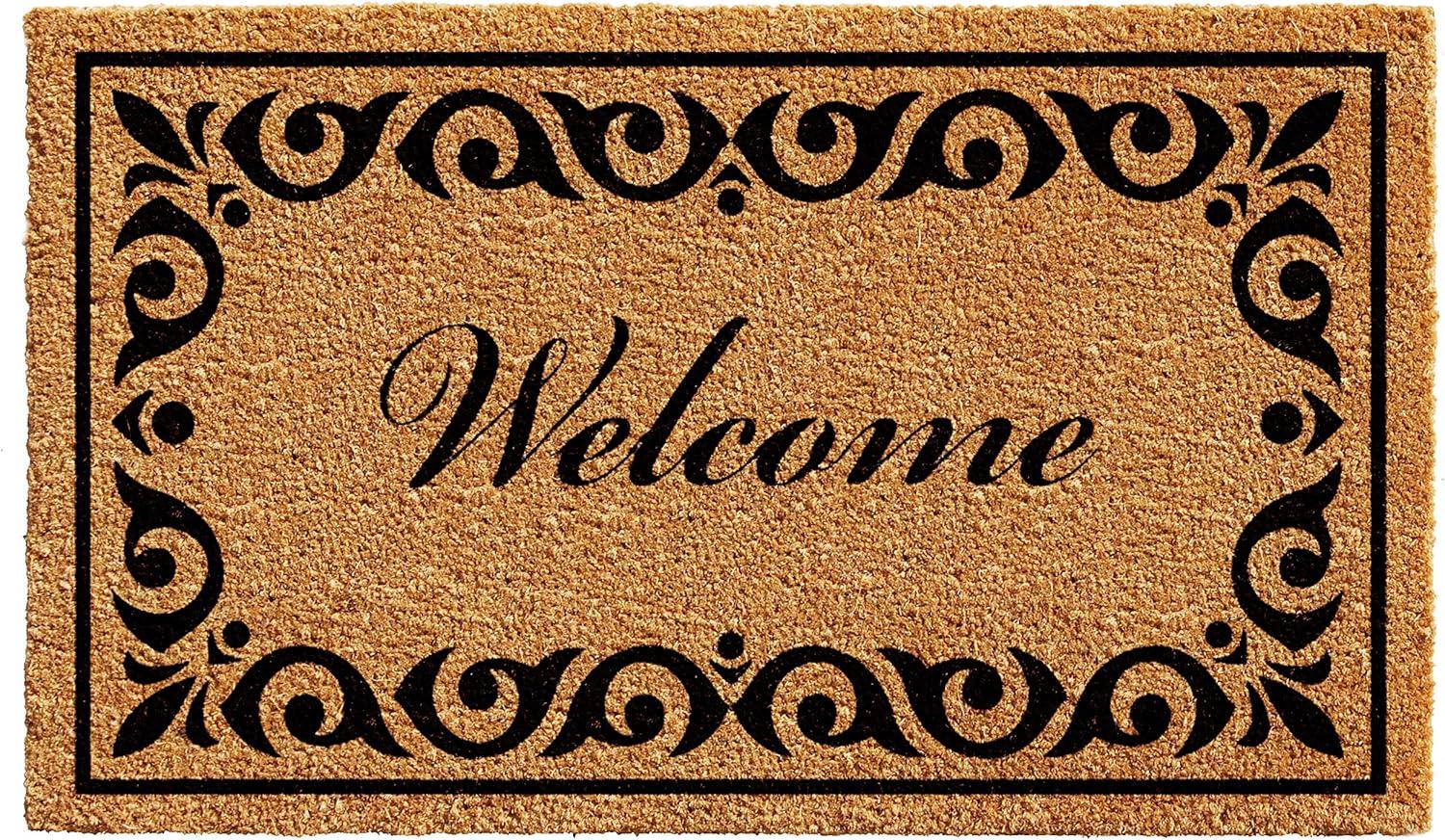 Natural Coir Rectangular Welcome Outdoor Doormat 17" x 29"