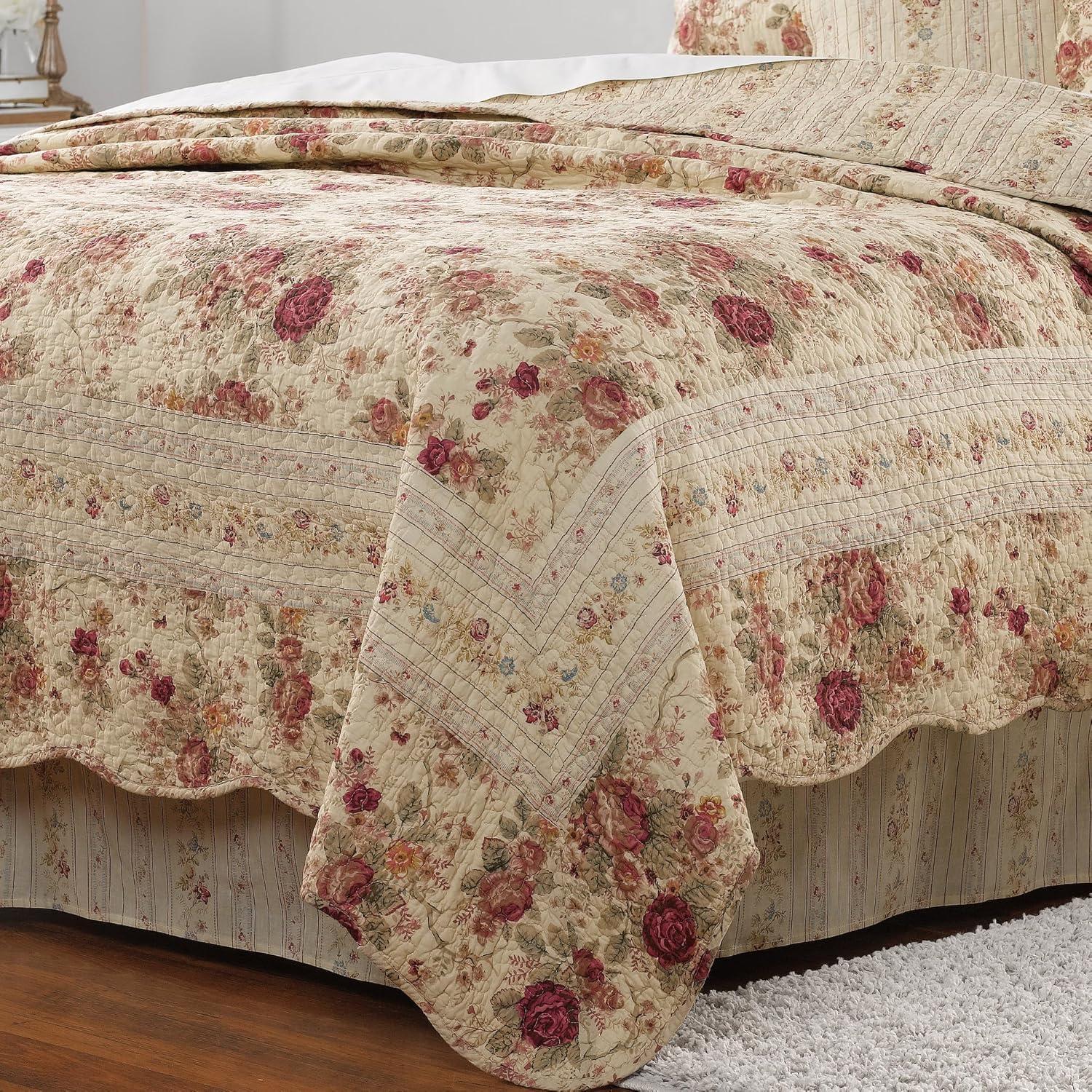 Antique Rose Quilt & Sham Bonus Set 5-Piece, Multicolor by Greenland Home Fashion