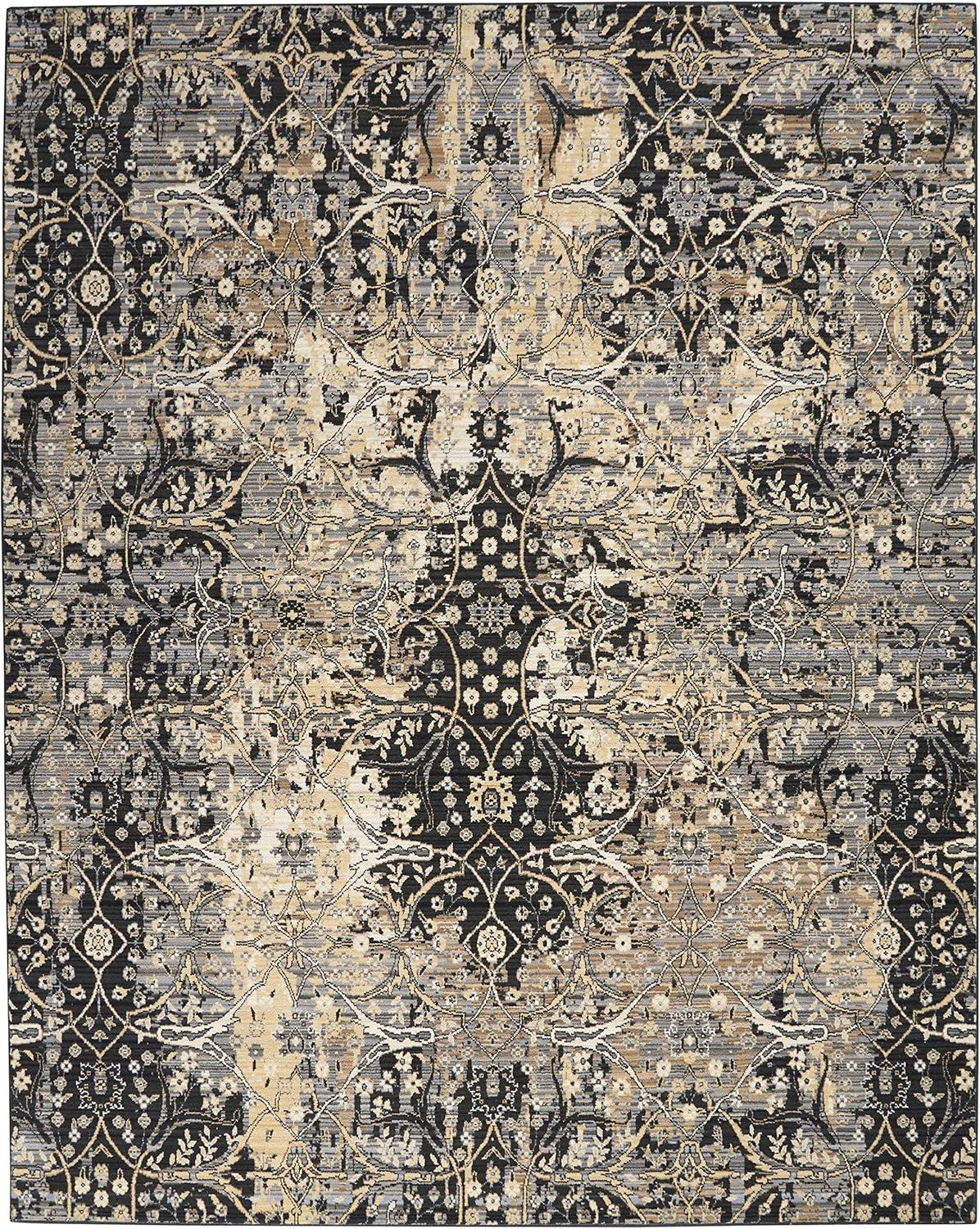 Loom-Woven Luxe Majestic Black Wool Blend 8' x 10' Area Rug