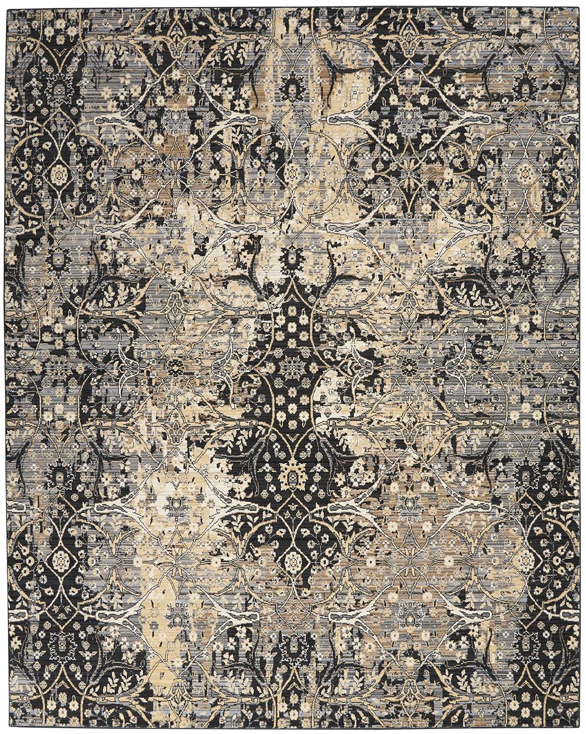 Nourison Majestic MST01 Black/Beige/Gray Indoor Area Rug - 7'9 x 9'9