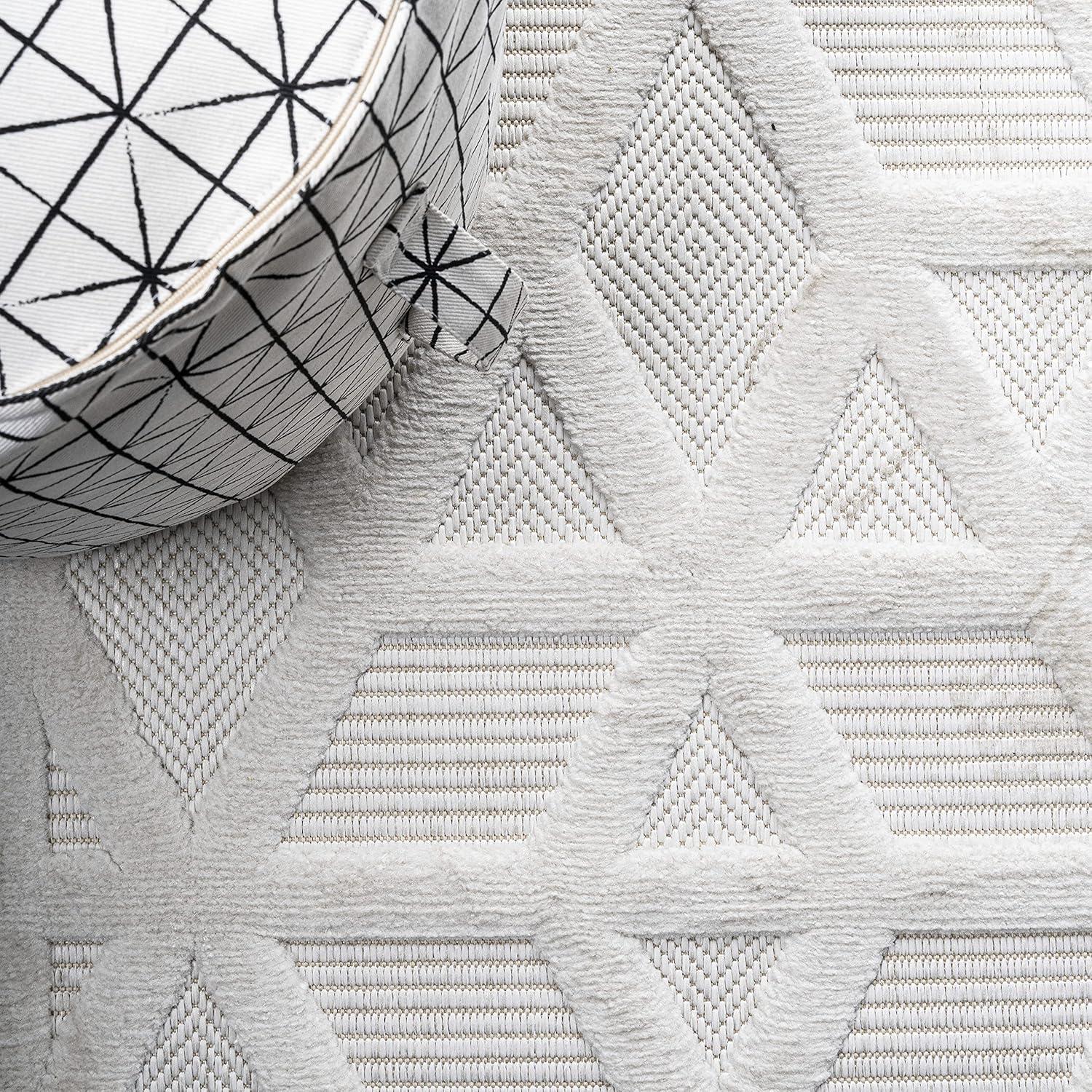 Talaia Neutral Geometric Indoor/Outdoor Area Rug - JONATHAN Y