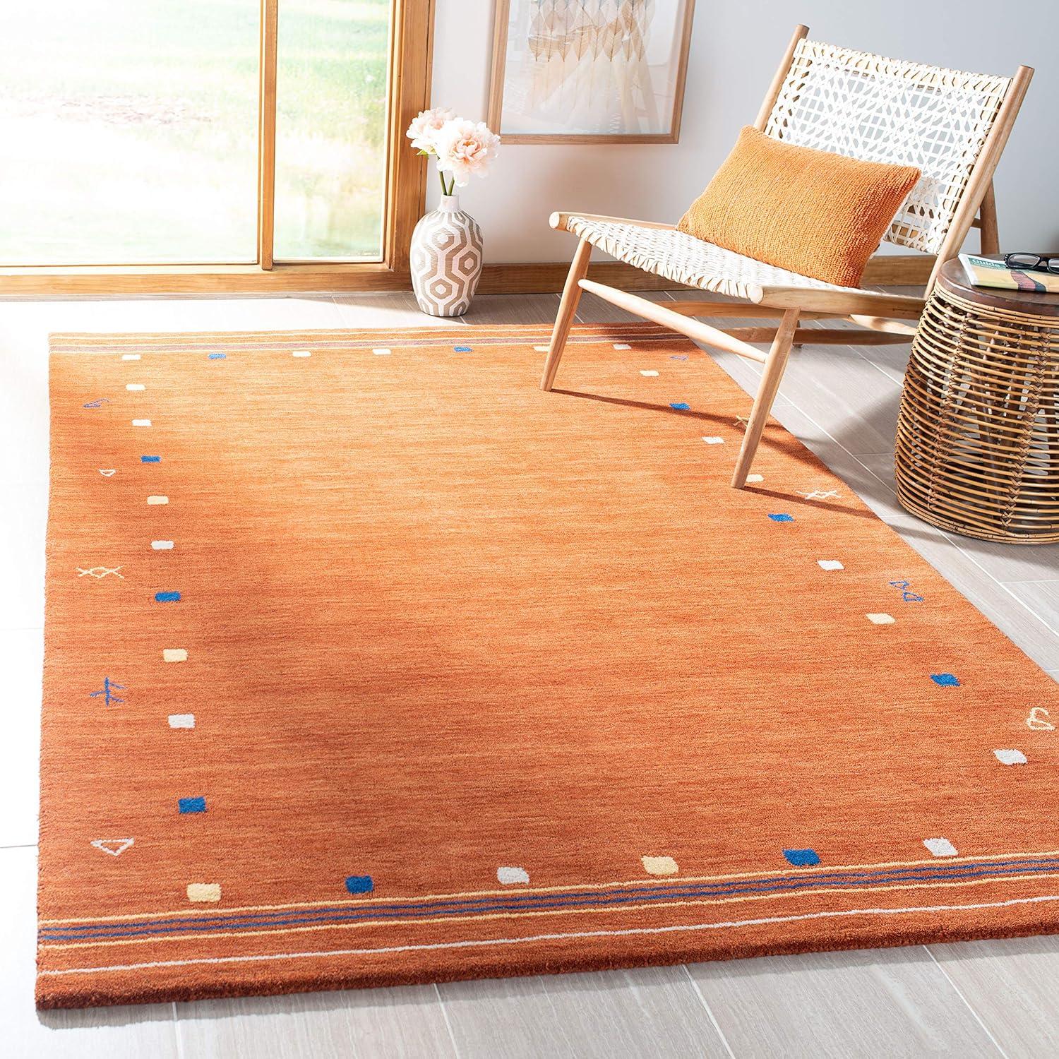 Casual Elegance Hand-Knotted Rust Wool 6' Square Area Rug