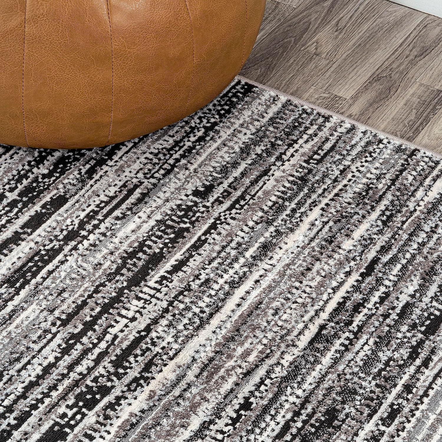 JONATHAN Y Loom Modern Strie'  Black/Gray 8 ft. x 10 ft. Area Rug