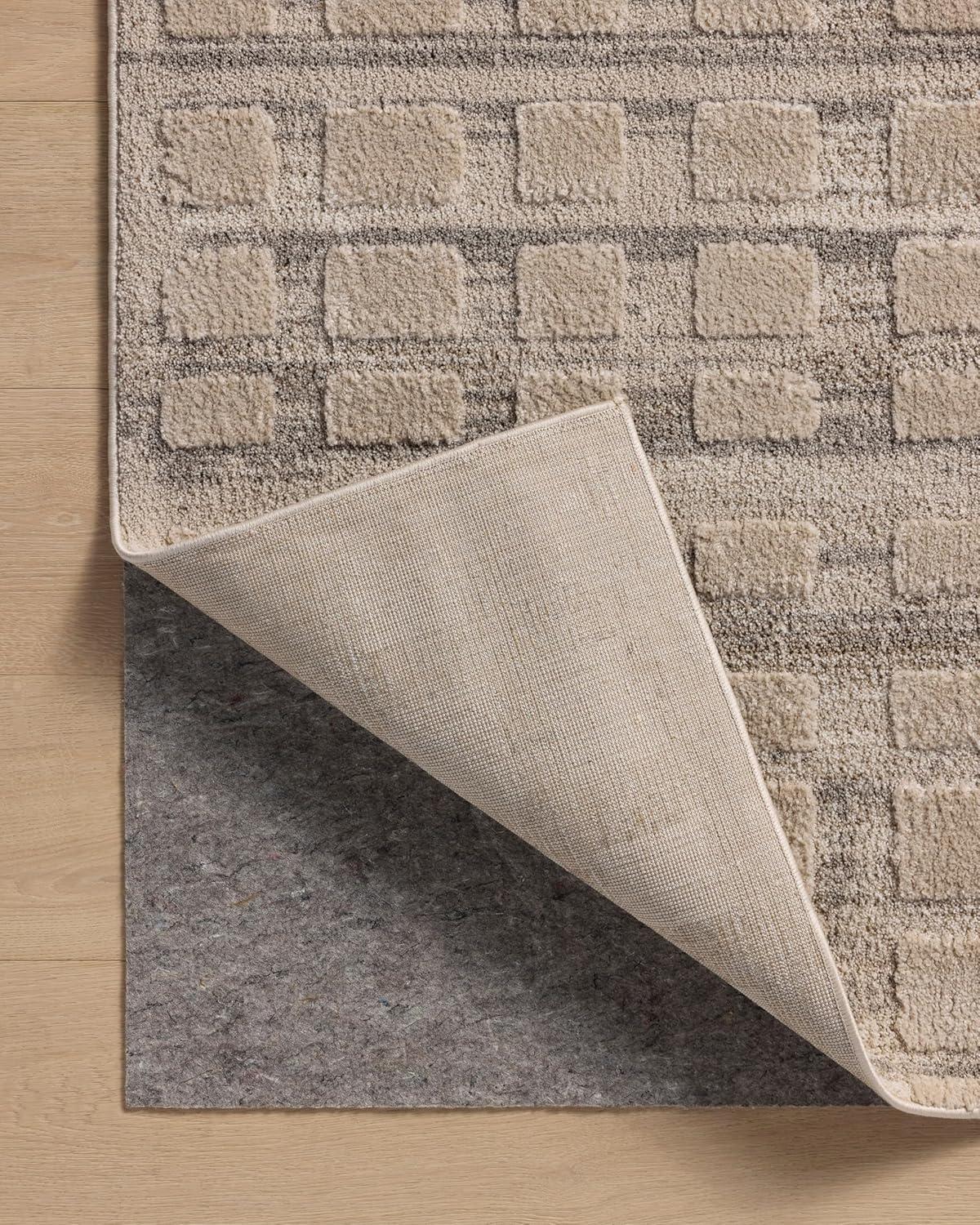 Pebble Beige High Pile Polyester Moroccan Area Rug