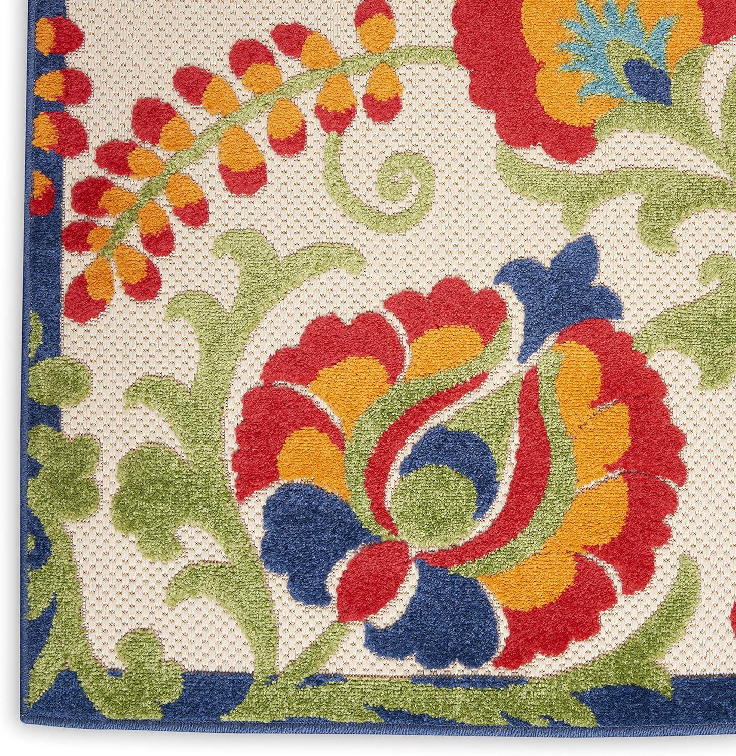 Nourison Aloha Floral Textured Flatweave High-Low Indoor Outdoor Runner Rug Multicolor 2' x 6'