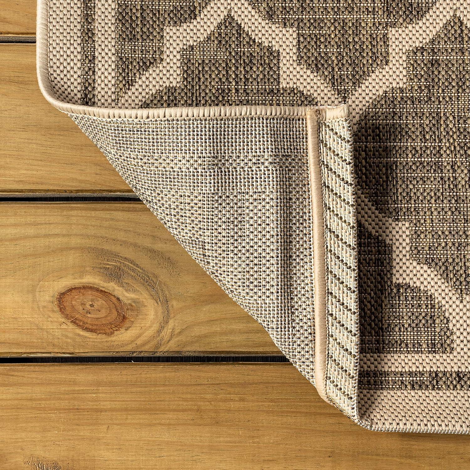 9' X 12' Trebol Moroccan Trellis Textured Weave Indoor/Outdoor Area Rug, Brown/Beige - JONATHAN Y