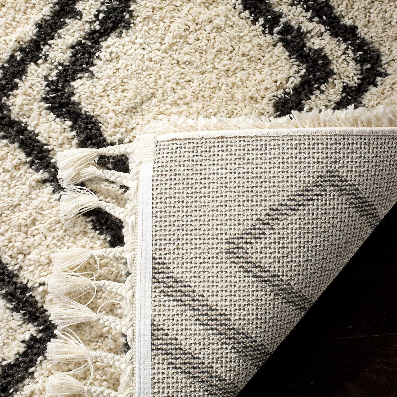 Moroccan Fringe Shag MFG247 Power Loomed Indoor Area Rug - Cream/Charcoal - 5'3"x7'6" - Safavieh.