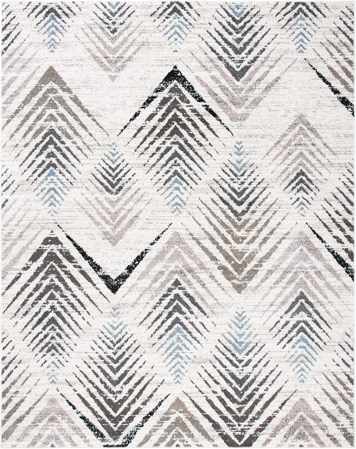 Tribal Geometric Cream & Beige Synthetic Rug - 8' x 10'