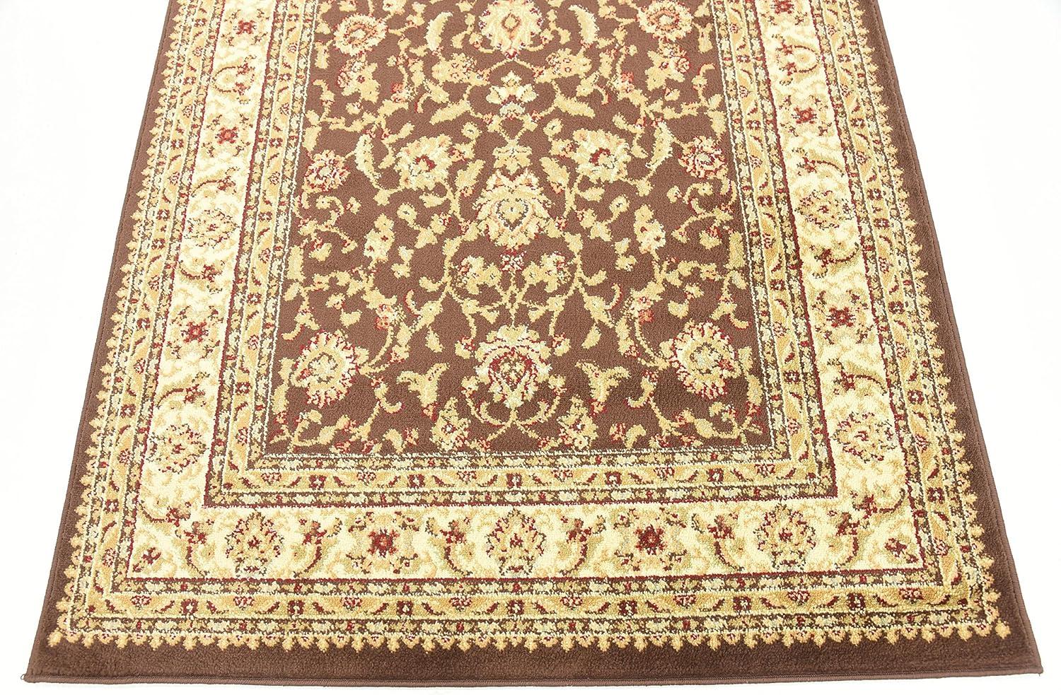 Classic Elegance 4' x 6' Brown Floral Synthetic Area Rug