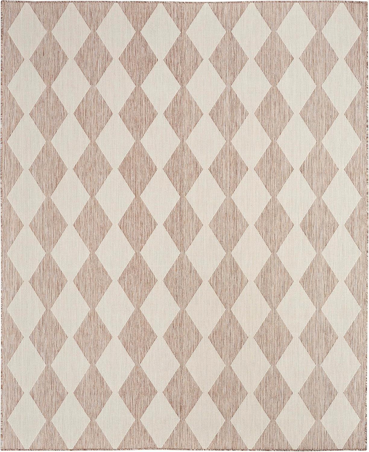 Nourison Positano 8' x 10' Beige Diamond Modern Flatweave Indoor/Outdoor Rug
