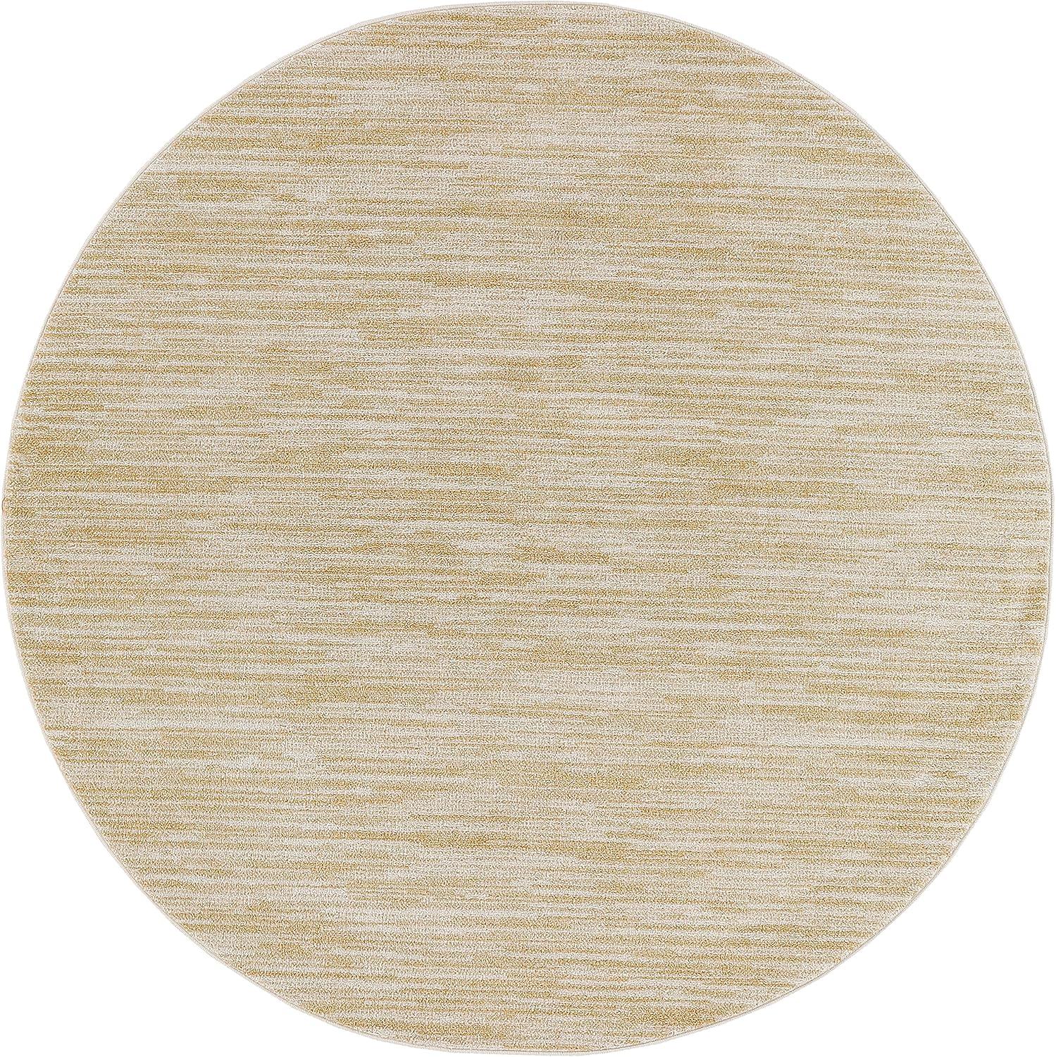 Nourison Essentials 4' x Round Ivory Gold Indoor/Outdoor Rug
