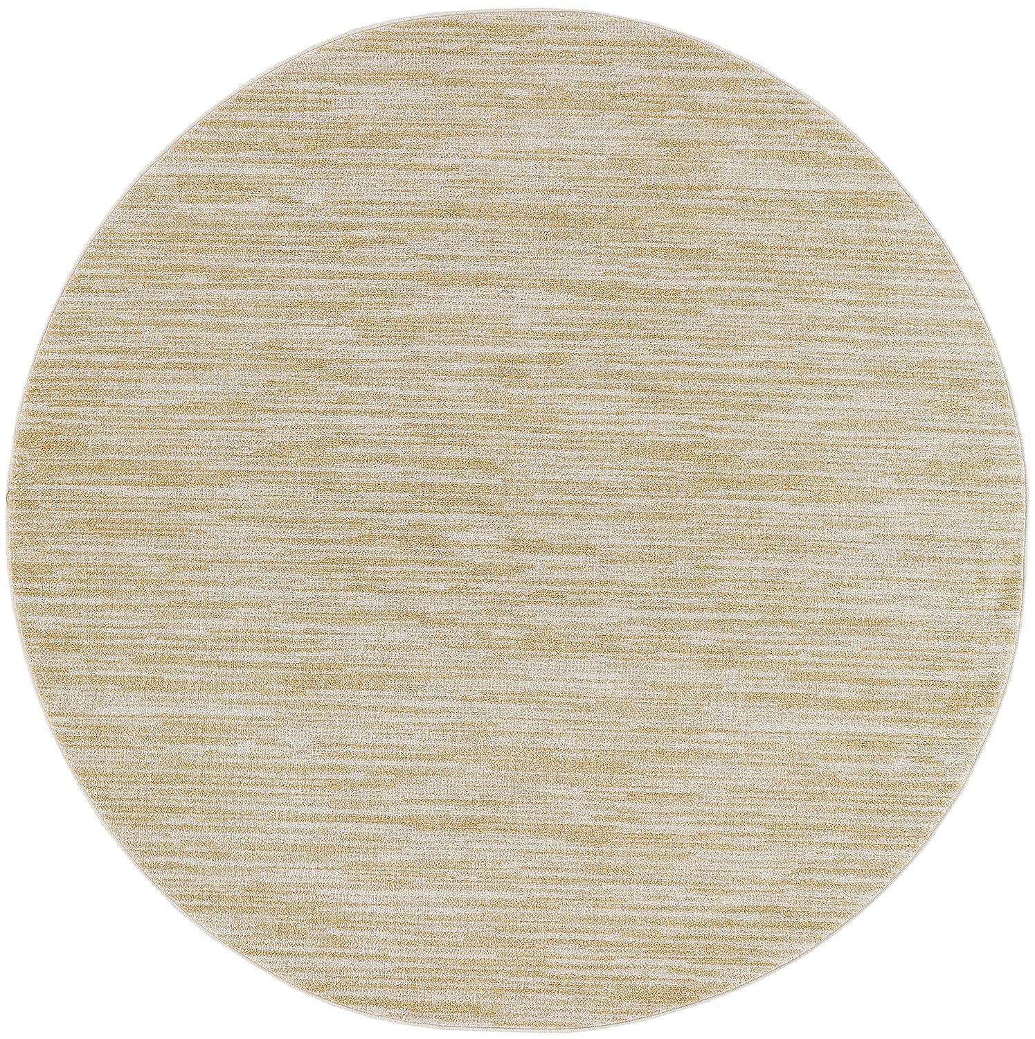 Nourison Essentials 4' x Round Ivory Gold Indoor/Outdoor Rug
