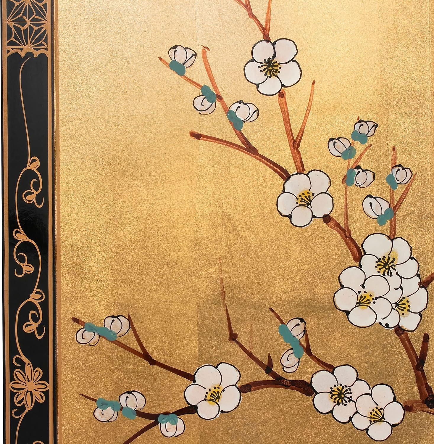 Oriental Furniture Cherry Blossom 36" H x 12" W 4 - Piece Wall Décor