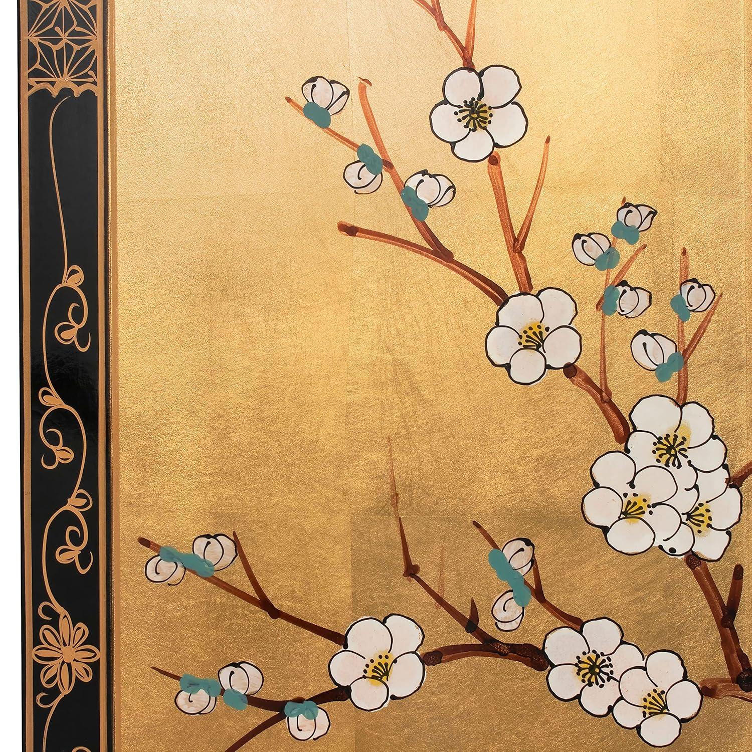 Oriental Furniture Cherry Blossom 36" H x 12" W 4 - Piece Wall Décor