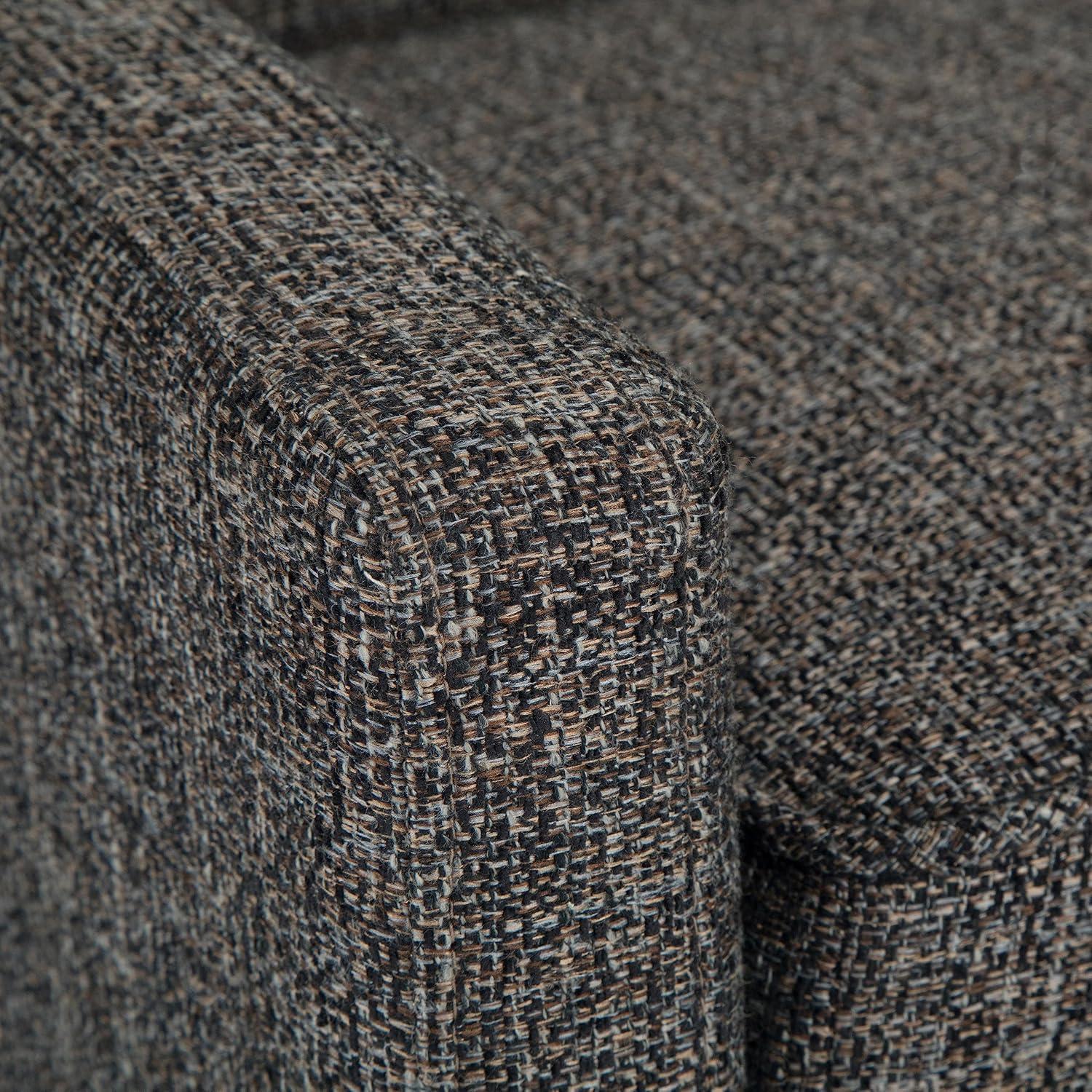 Parris Dark Grey Tweed-Look Upholstered Bench with Swooped Arms