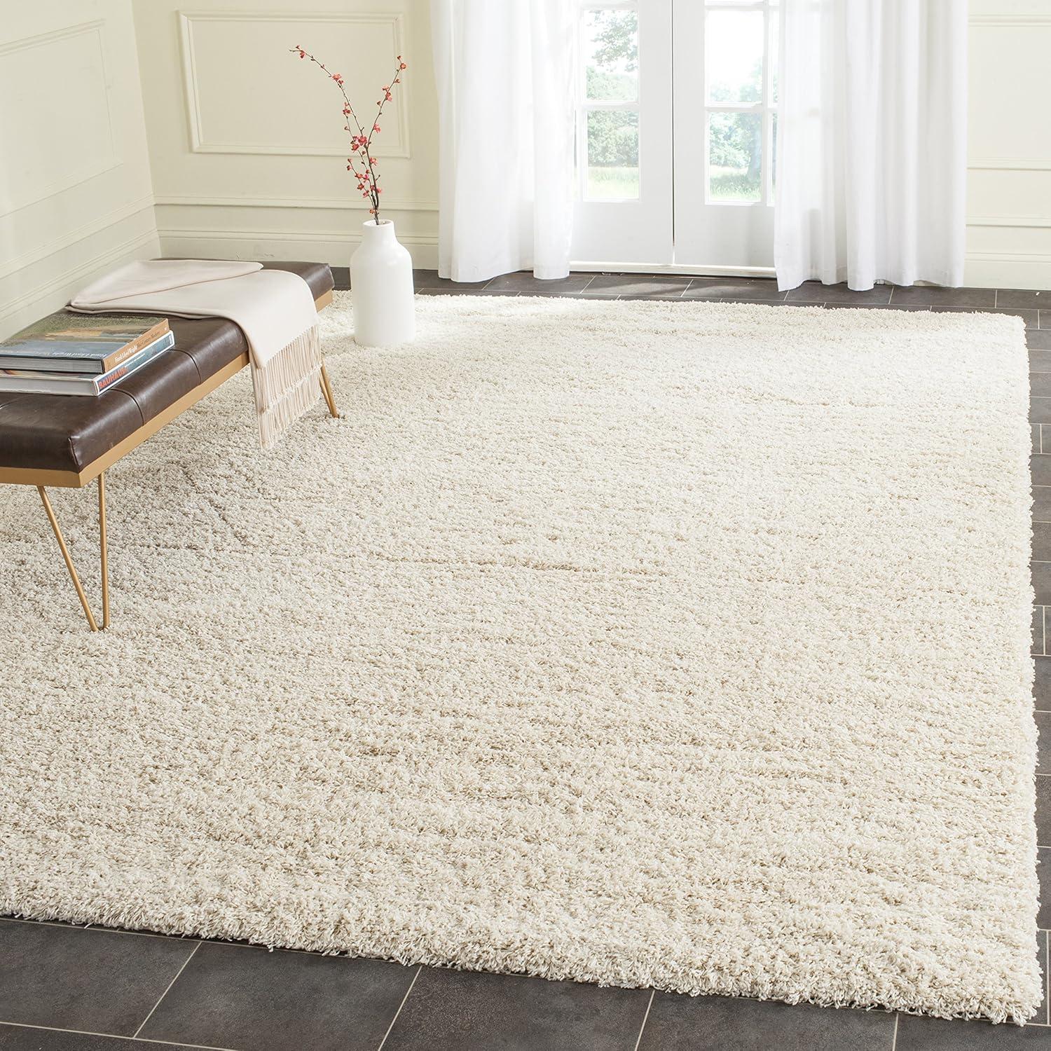 SAFAVIEH Laguna Neven Plush Solid Shag Area Rug, Beige, 8'6" x 12'