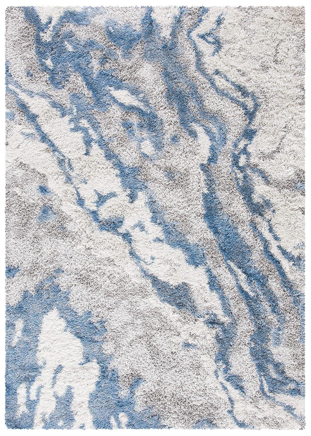 Horizon Shag 800 HZN890 Machine Made Area Rug - 5'3"x7'7" - Grey/Blue - Safavieh