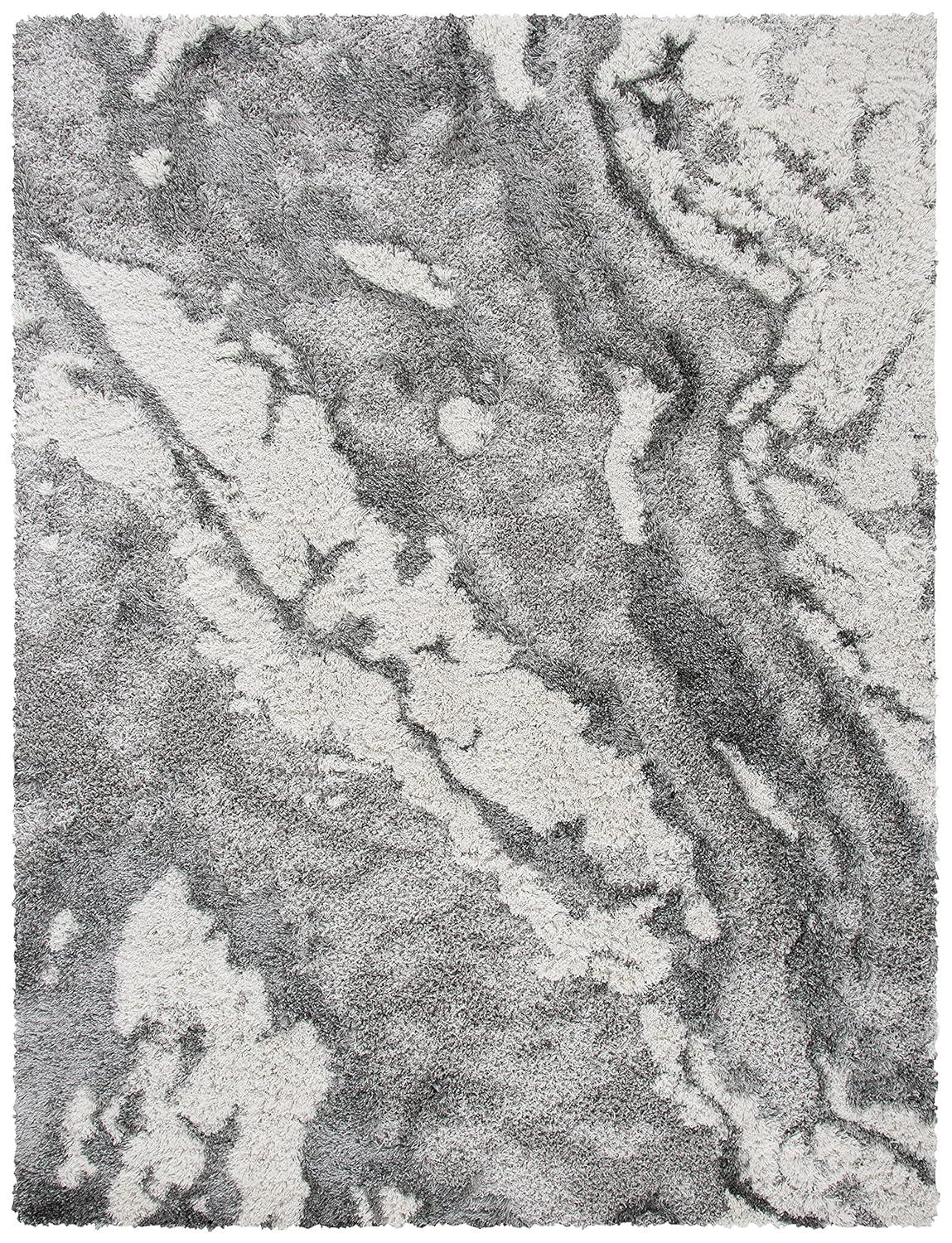 Horizon Shag 800 HZN890 Machine Made Area Rug - 6'x9' - Grey/Ivory - Safavieh
