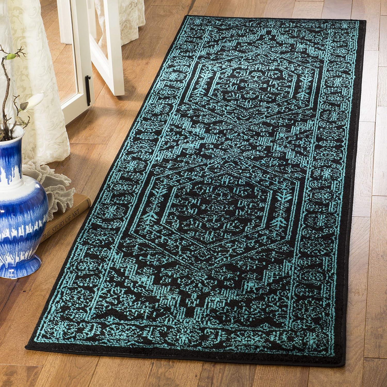 SAFAVIEH Adirondack Xavier Oriental Area Rug, Black/Teal, 4' x 6'