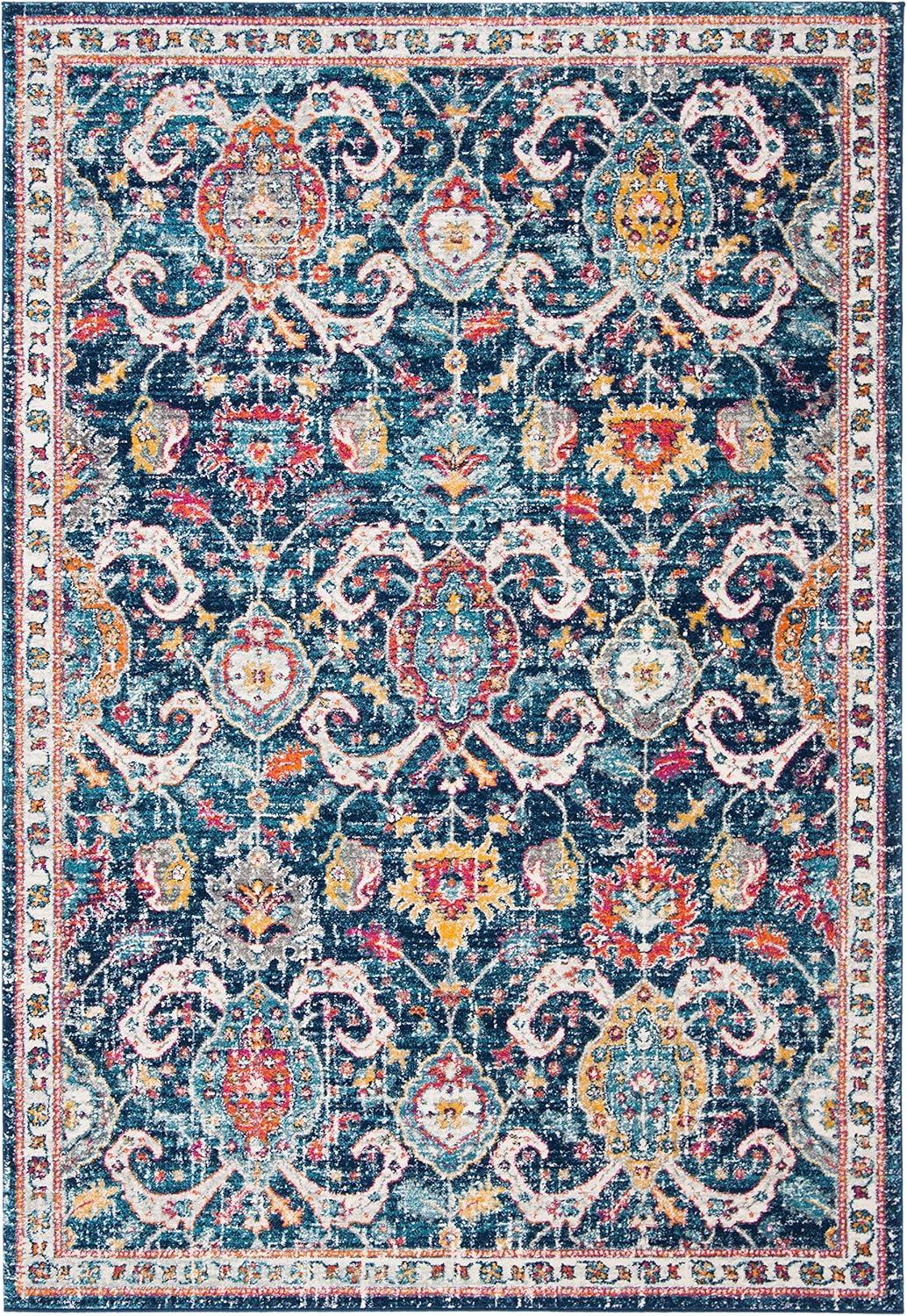 Evoke EVK255 Power Loomed Area Rug - Navy/Fuchsia - 5'3"x7'6" - Safavieh.