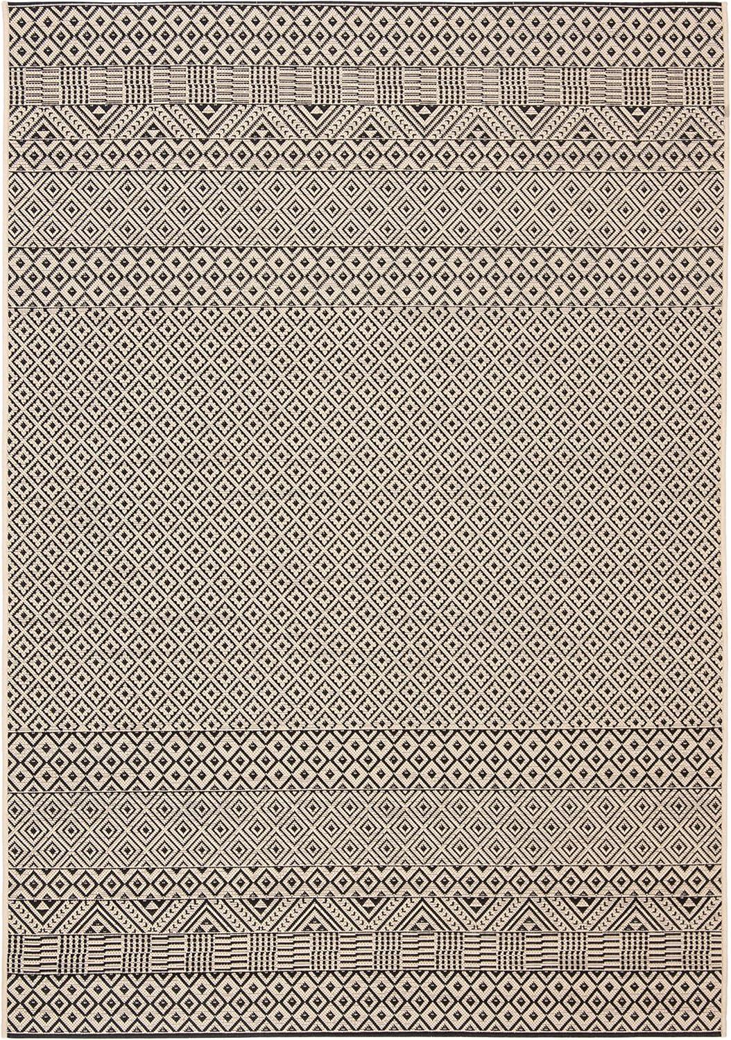 Courtyard CY6235 Power Loomed Indoor and Outdoor Area Rug - Beige/Black - 6'7"x9'6" - Safavieh