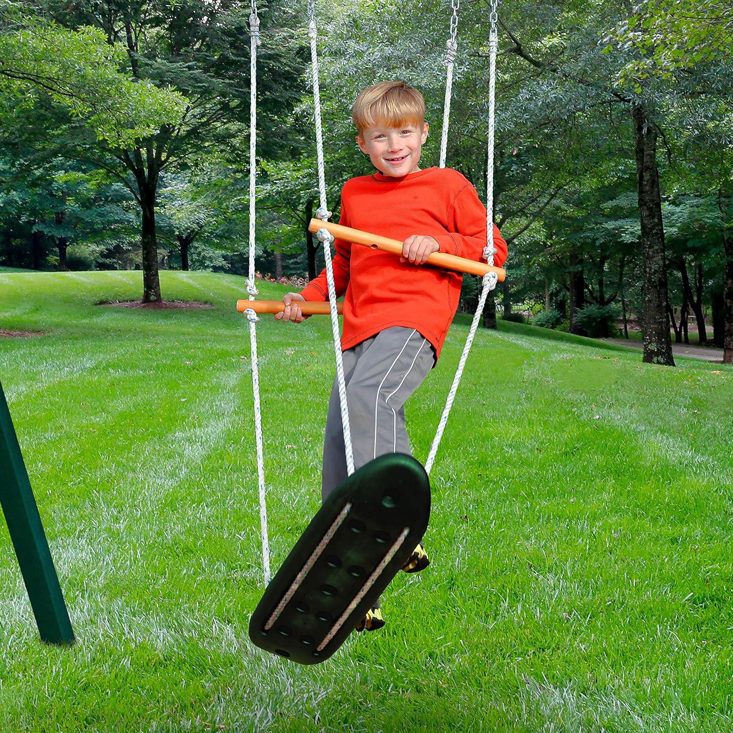 Green and Black Skateboard Swing with Rope and Chain